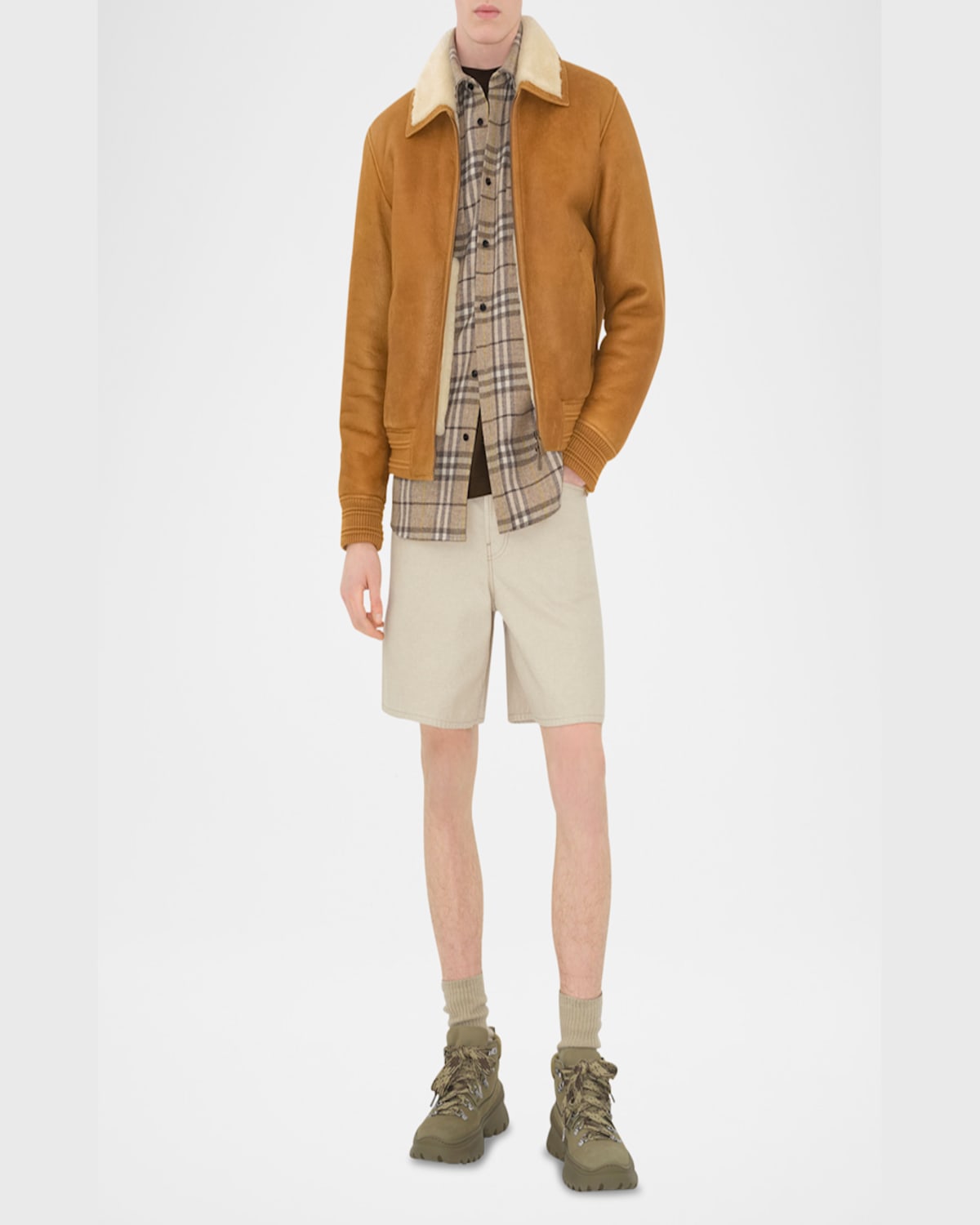 Burberry Men's Ekd Denim Shorts In Neutral