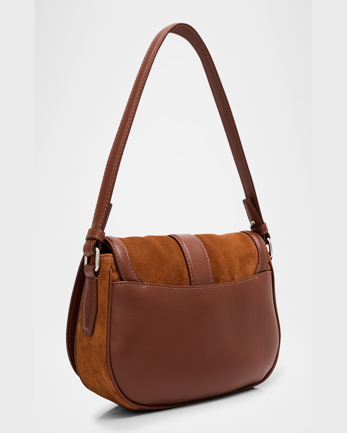 Alexander Mcqueen Satchel Brown Crossbody Bag With T-buckle And Embossed Logo In Suede Woman In Dark Brown Silver