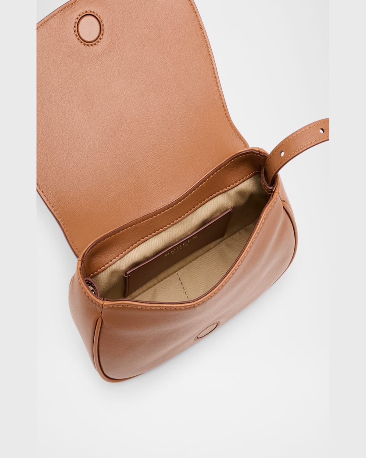 Alexander Mcqueen Mini T Bar Leather Saddle Crossbody Bag In Tan Silver