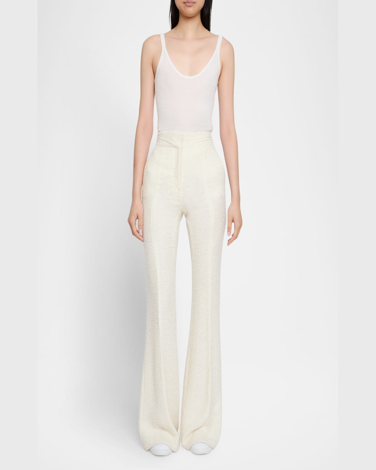 Gabriela Hearst Rhein Flared Textured Silk Pants In Ivory