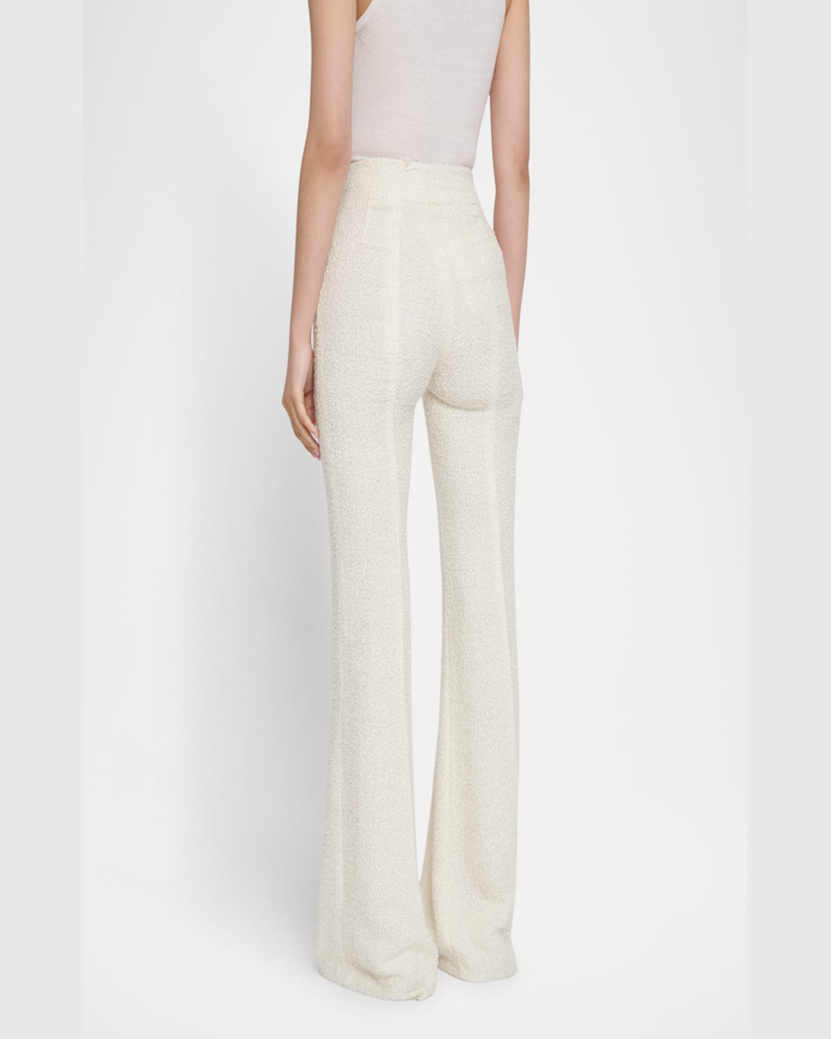 Gabriela Hearst Rhein Flared Textured Silk Pants In Ivory