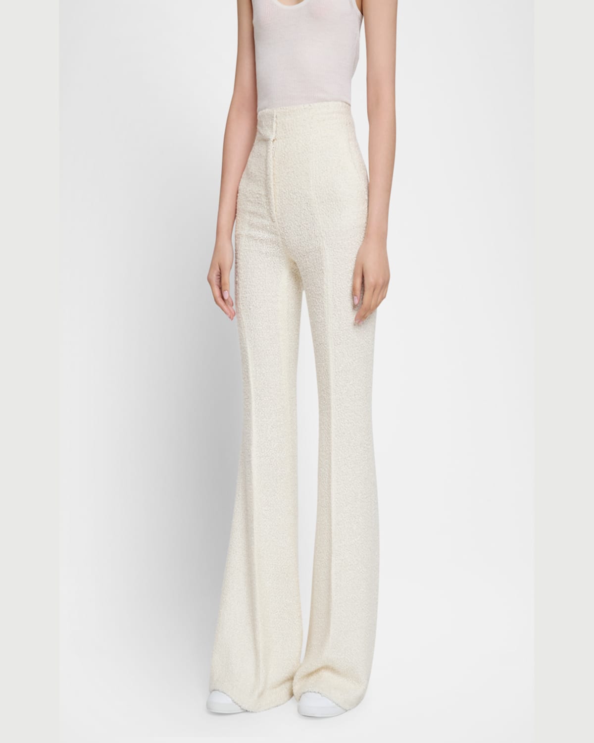 Gabriela Hearst Rhein Flared Textured Silk Pants In Ivory