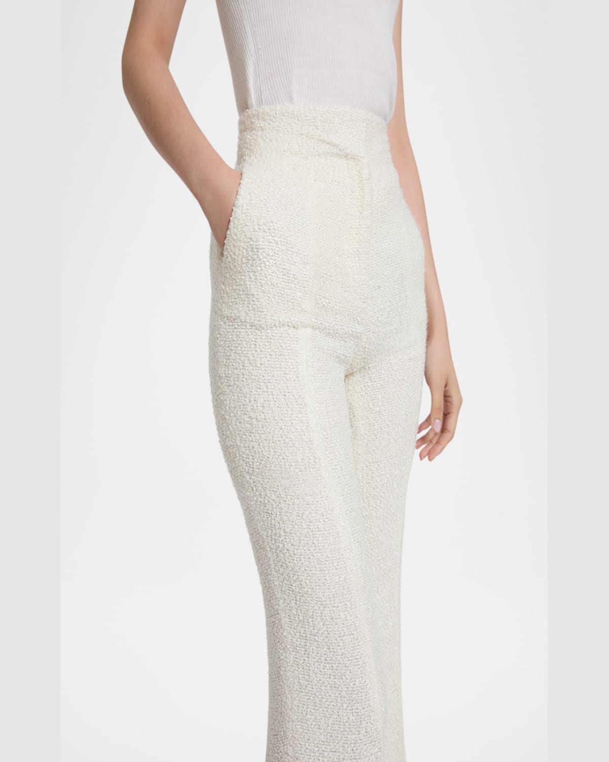 Gabriela Hearst Rhein Flared Textured Silk Pants In Ivory