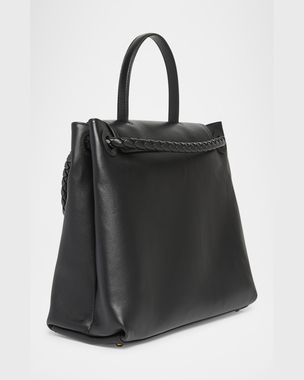 Bottega Veneta Ciao Ciao Knot Detail Leather Top Handle Bag In Black
