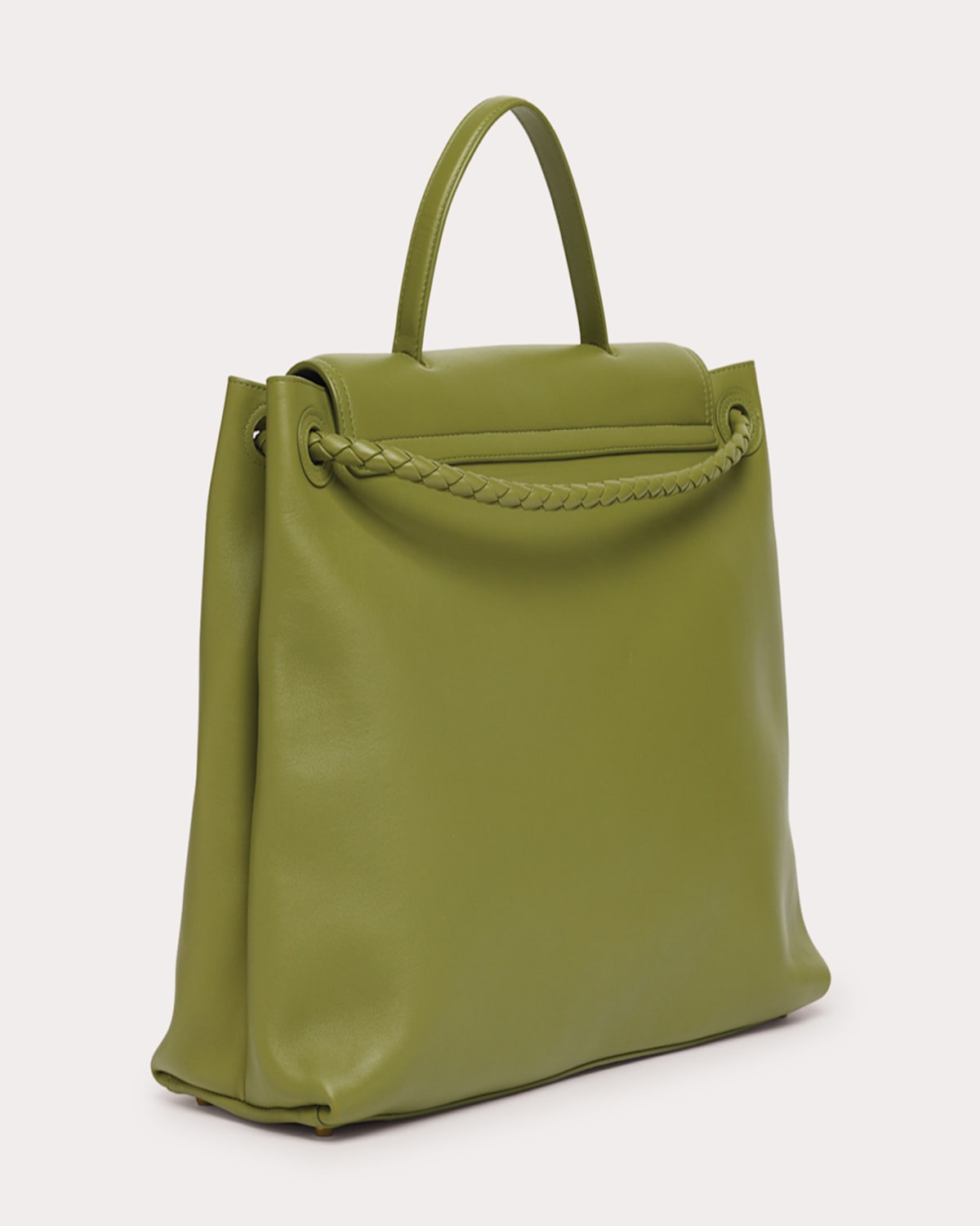 Bottega Veneta Andiamo Large Leather Top-handle Bag In Matcha