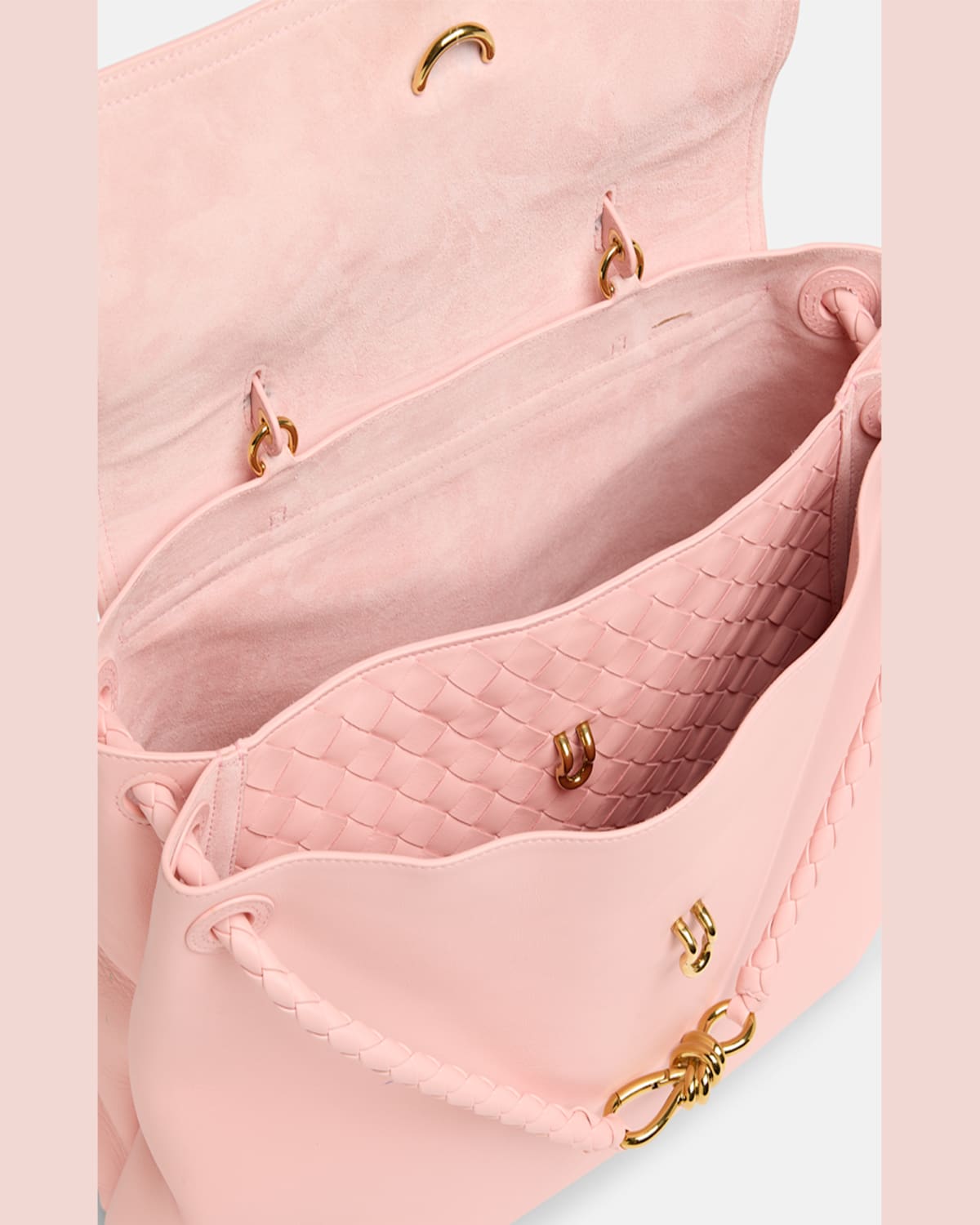 Bottega Veneta Andiamo Large Leather Top-handle Bag In Rose