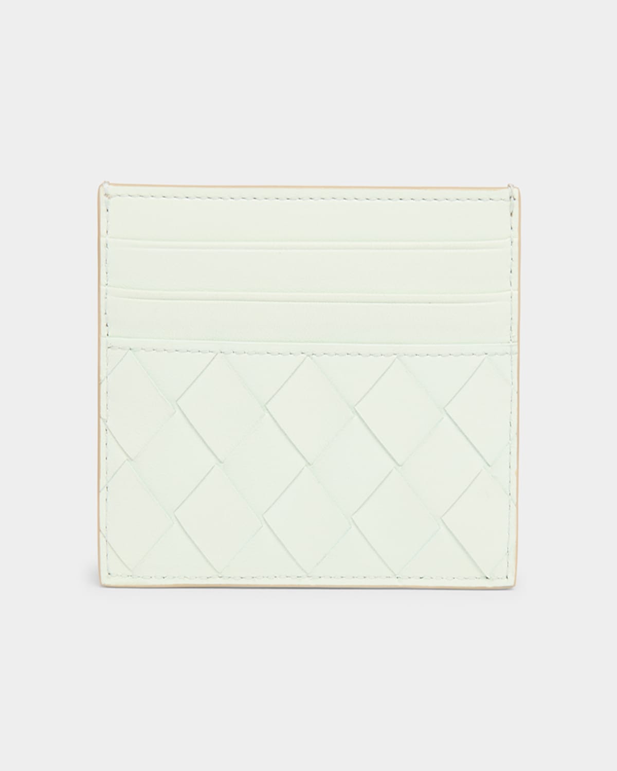 Bottega Veneta Intrecciato Leather Card Holder In Ecru Glacier