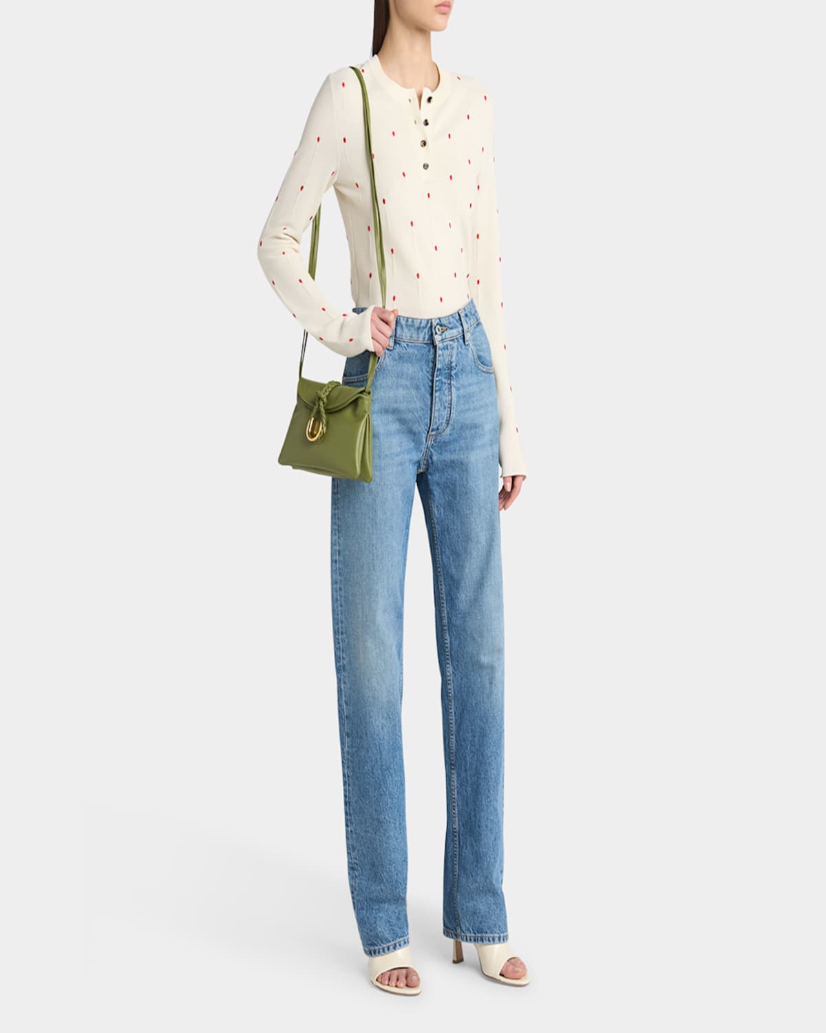 Bottega Veneta Liberta Baby Smooth Calfskin Clutch Bag In Matcha