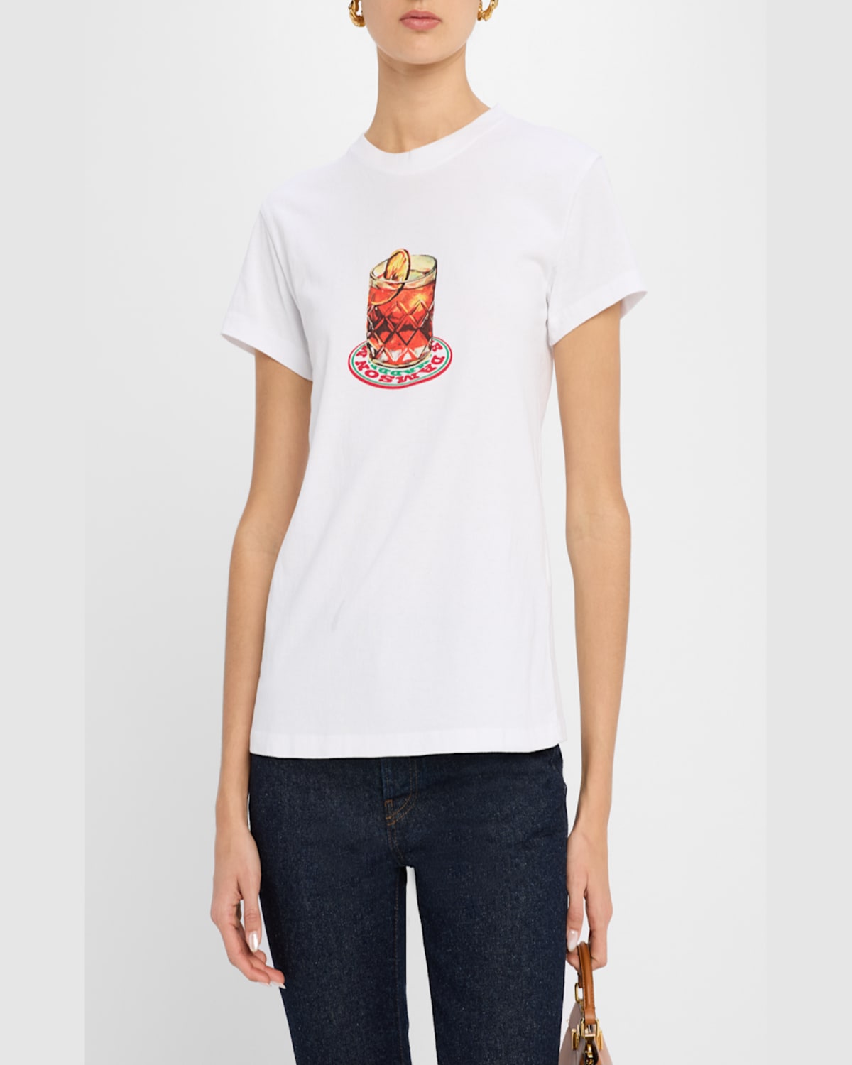 Shop Damson Madder Negroni Shrunken Crewneck Tee In White