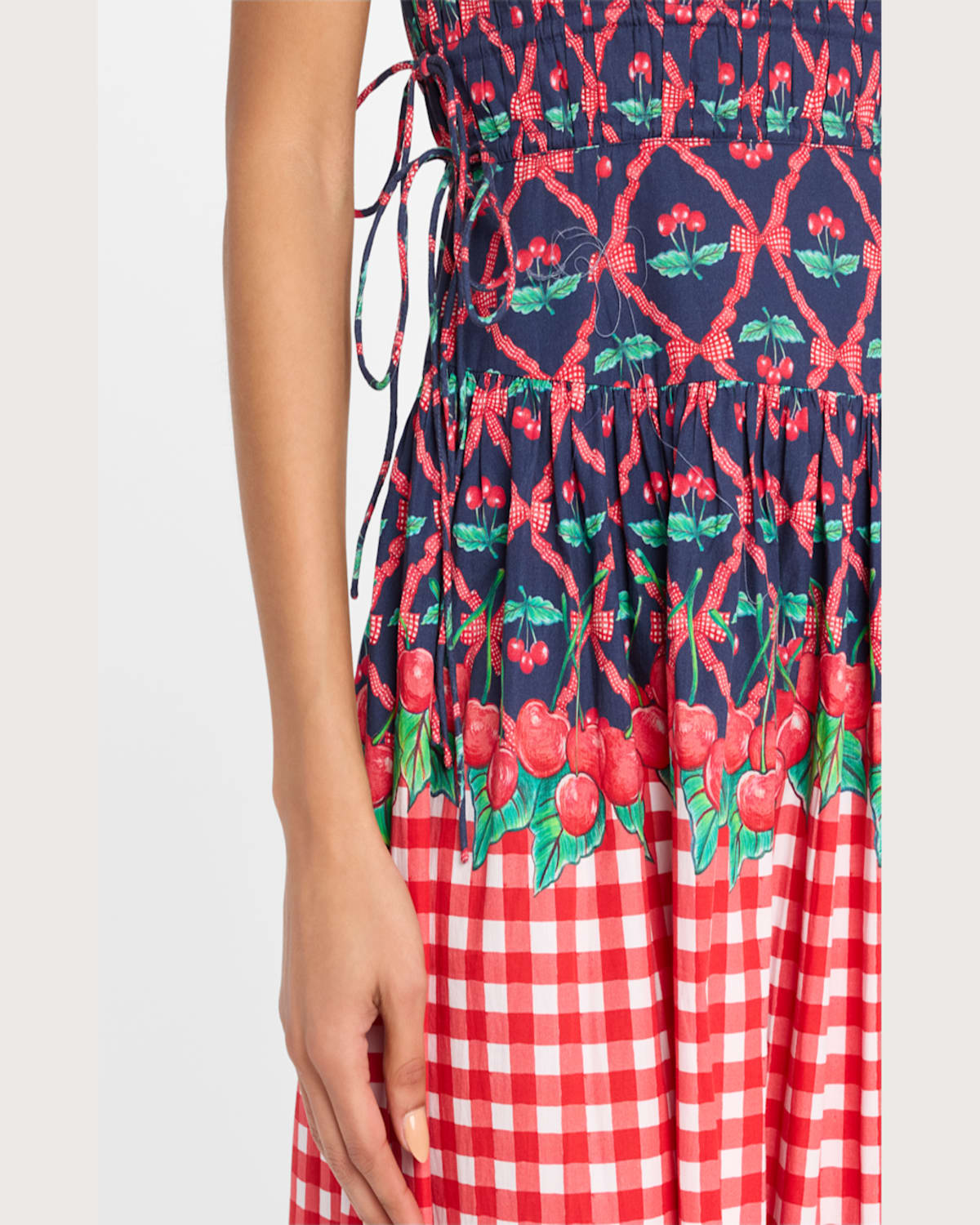 DAMSON MADDER KELIA CHERRY PIE STRAPLESS MIDI DRESS 
