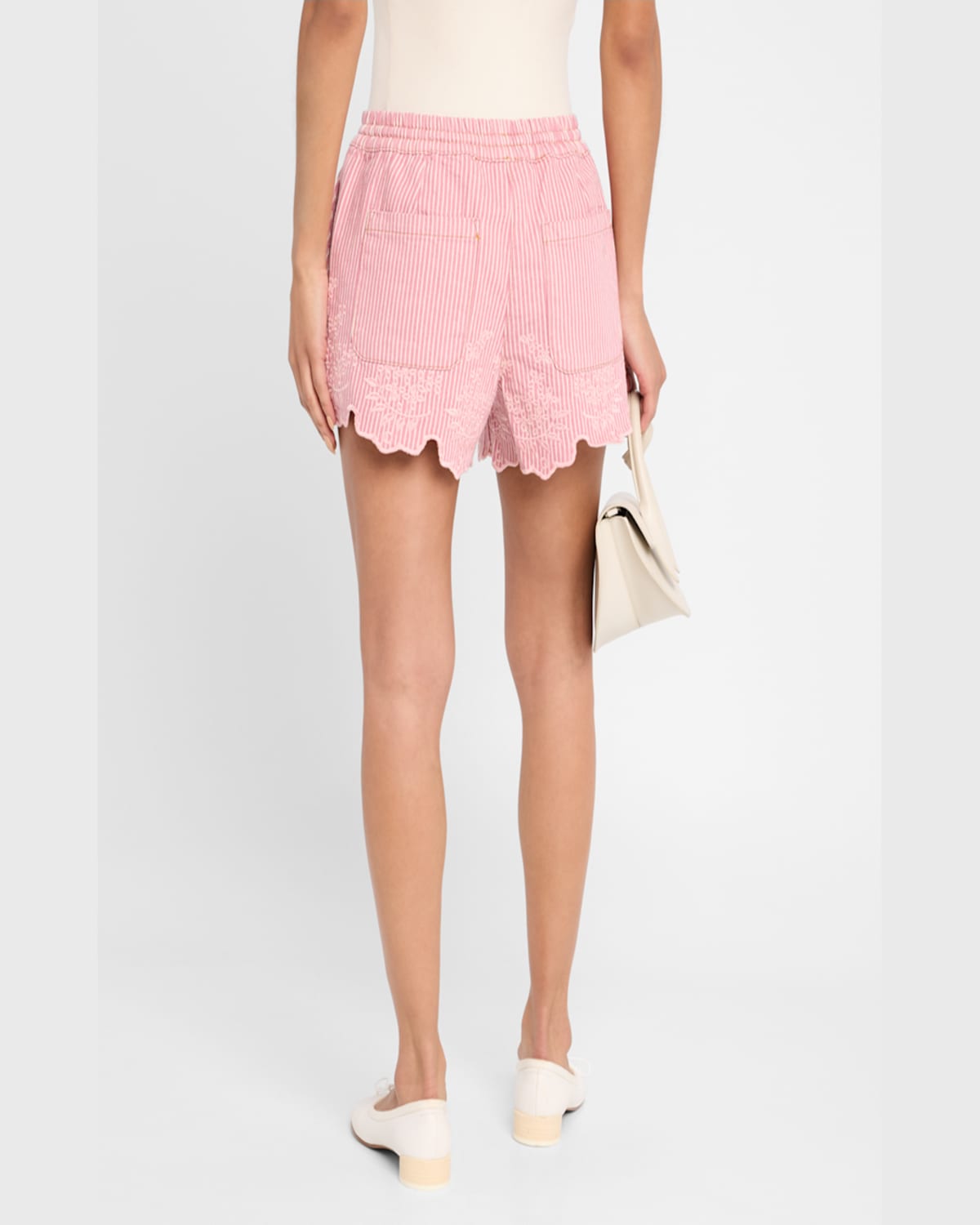 Shop Damson Madder Lana Embroidered Drawstring Shorts In Blue