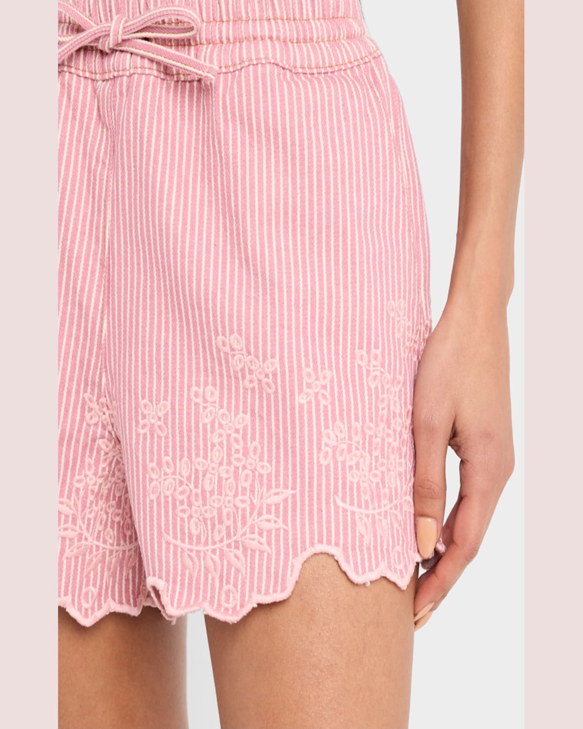 Shop Damson Madder Lana Embroidered Drawstring Shorts In Blue