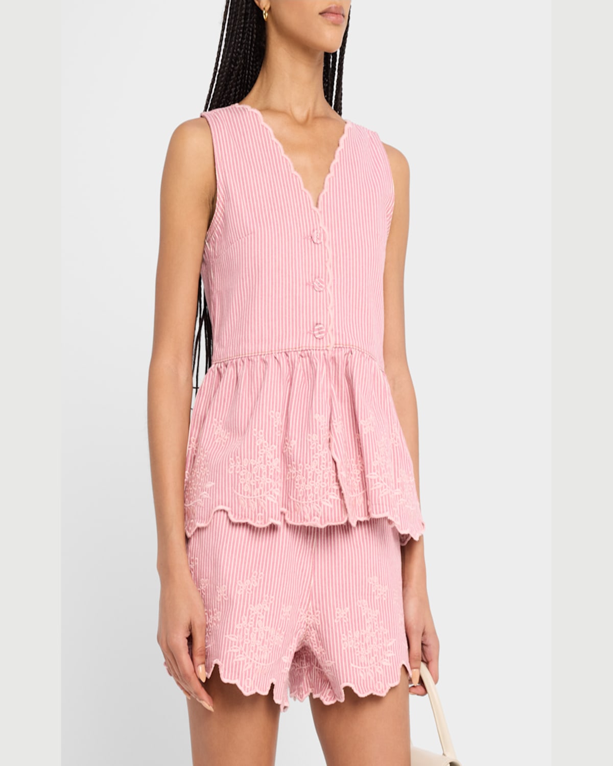 Shop Damson Madder Lana Embroidered Sleeveless Top In Blue