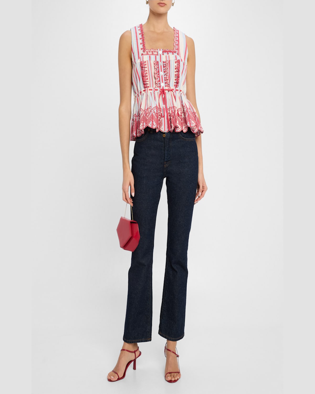 Shop Damson Madder Amaya Embroidered Sleeveless Blouse In Multi