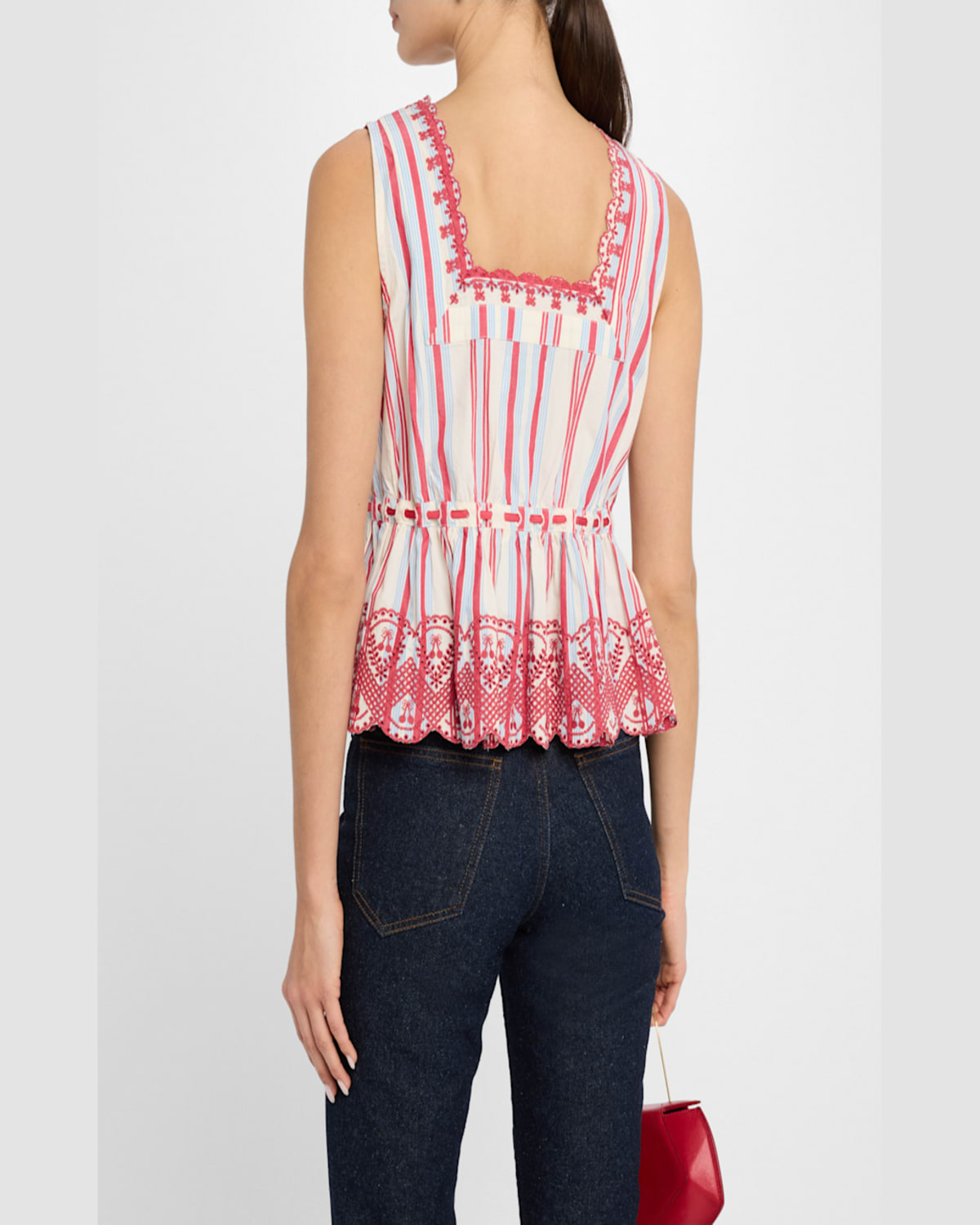 Shop Damson Madder Amaya Embroidered Sleeveless Blouse In Multi