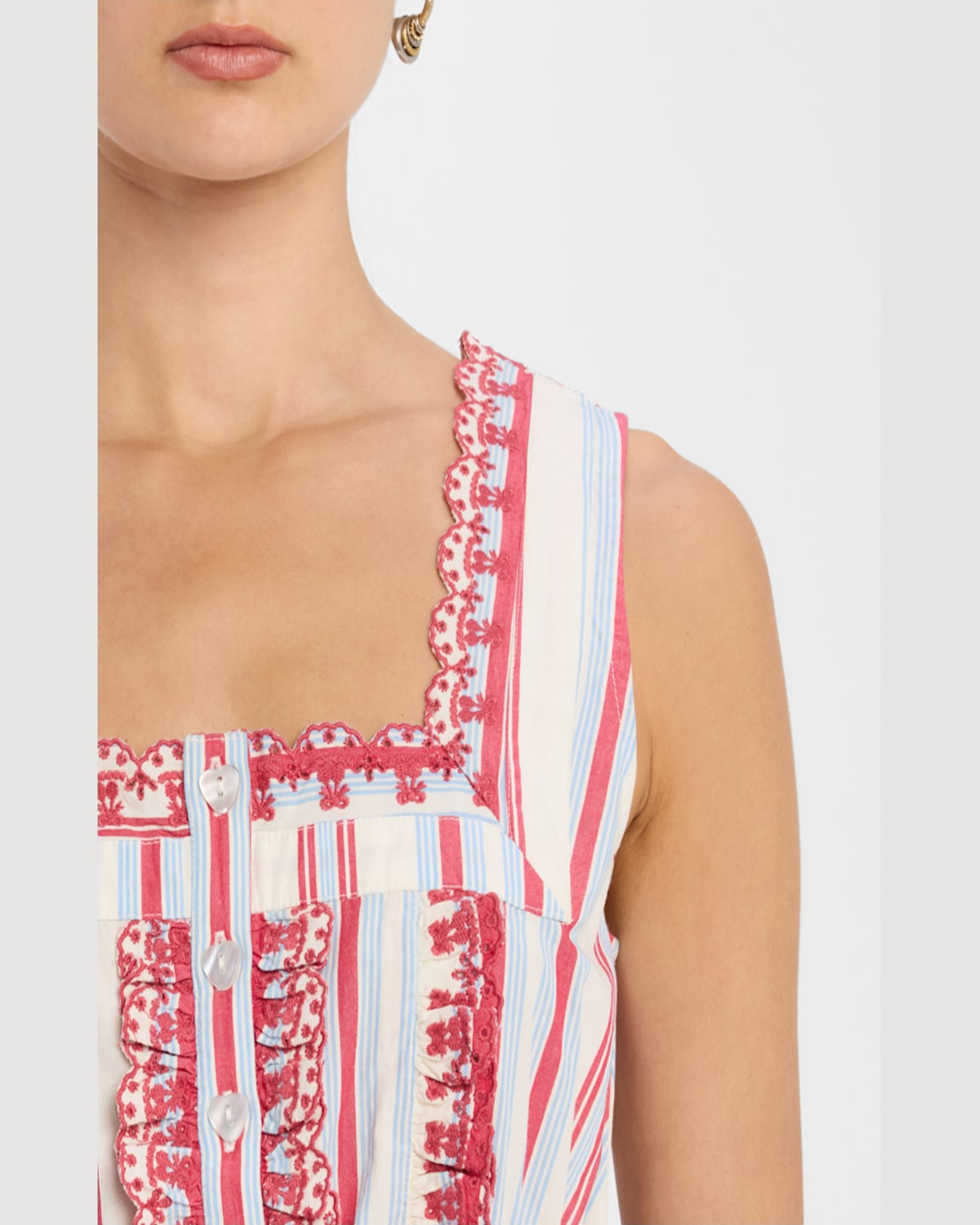Shop Damson Madder Amaya Embroidered Sleeveless Blouse In Multi