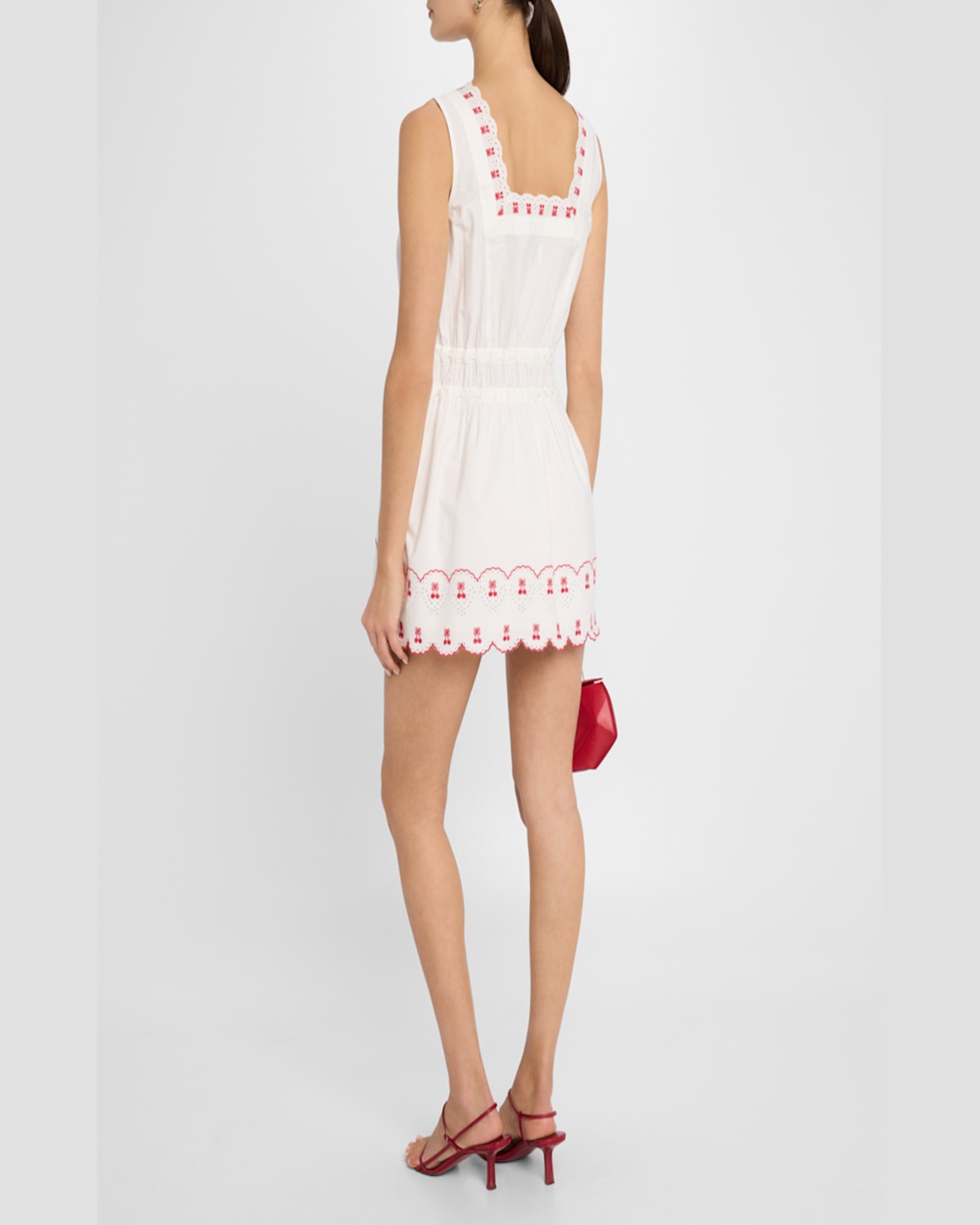 DAMSON MADDER AMAYA EMBROIDERED CHERRY MINI DRESS 