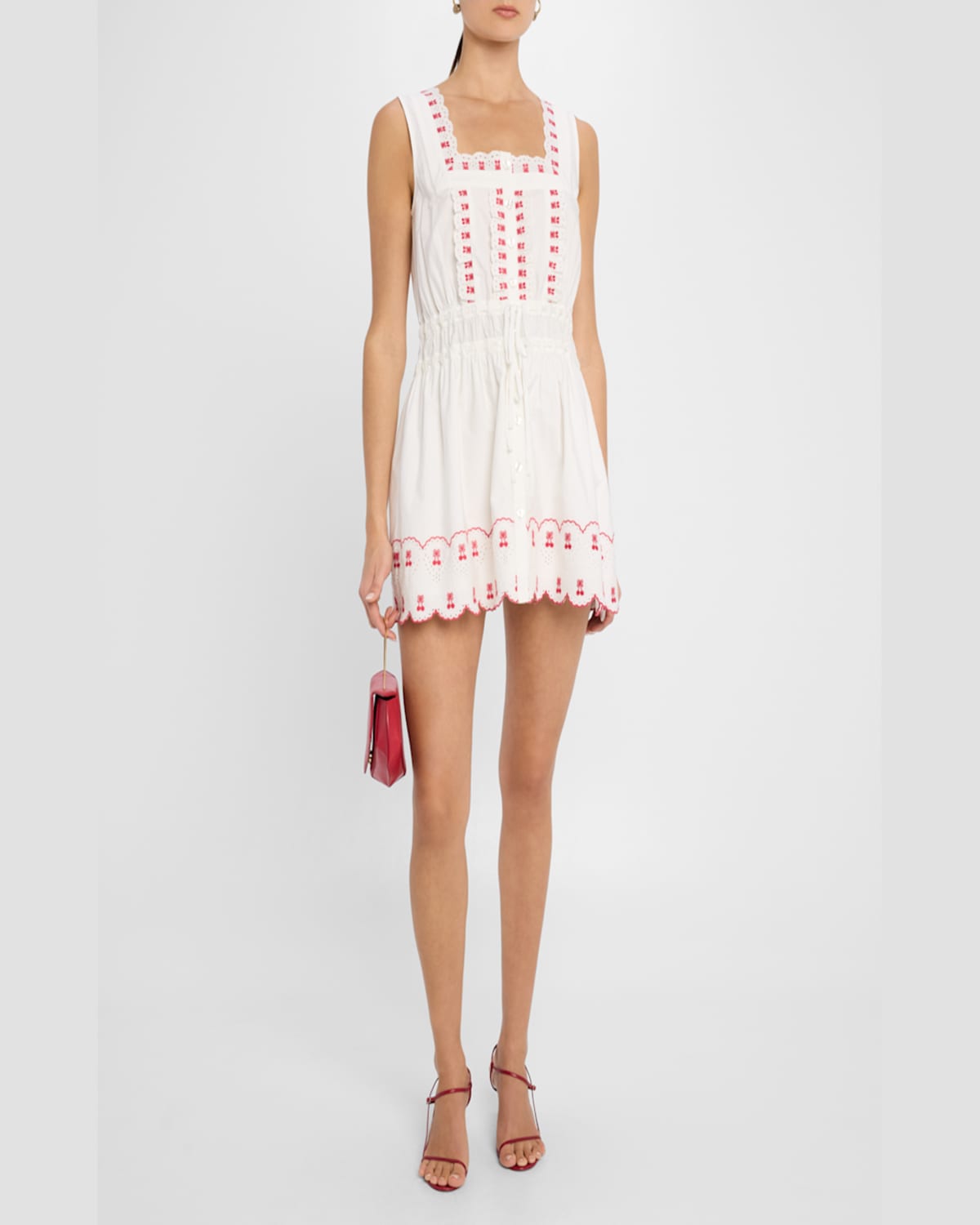 Shop Damson Madder Amaya Embroidered Cherry Mini Dress In White