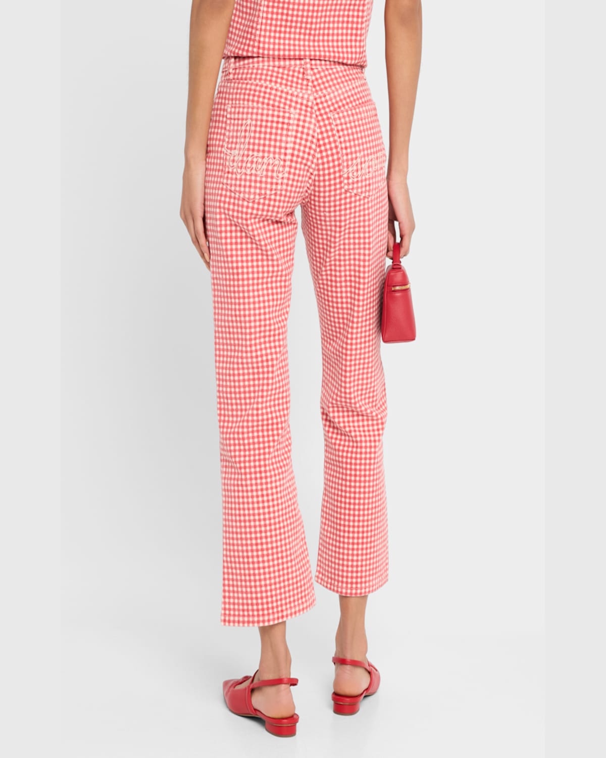 DAMSON MADDER KENNY GINGHAM KICK-FLARE CROP JEANS 