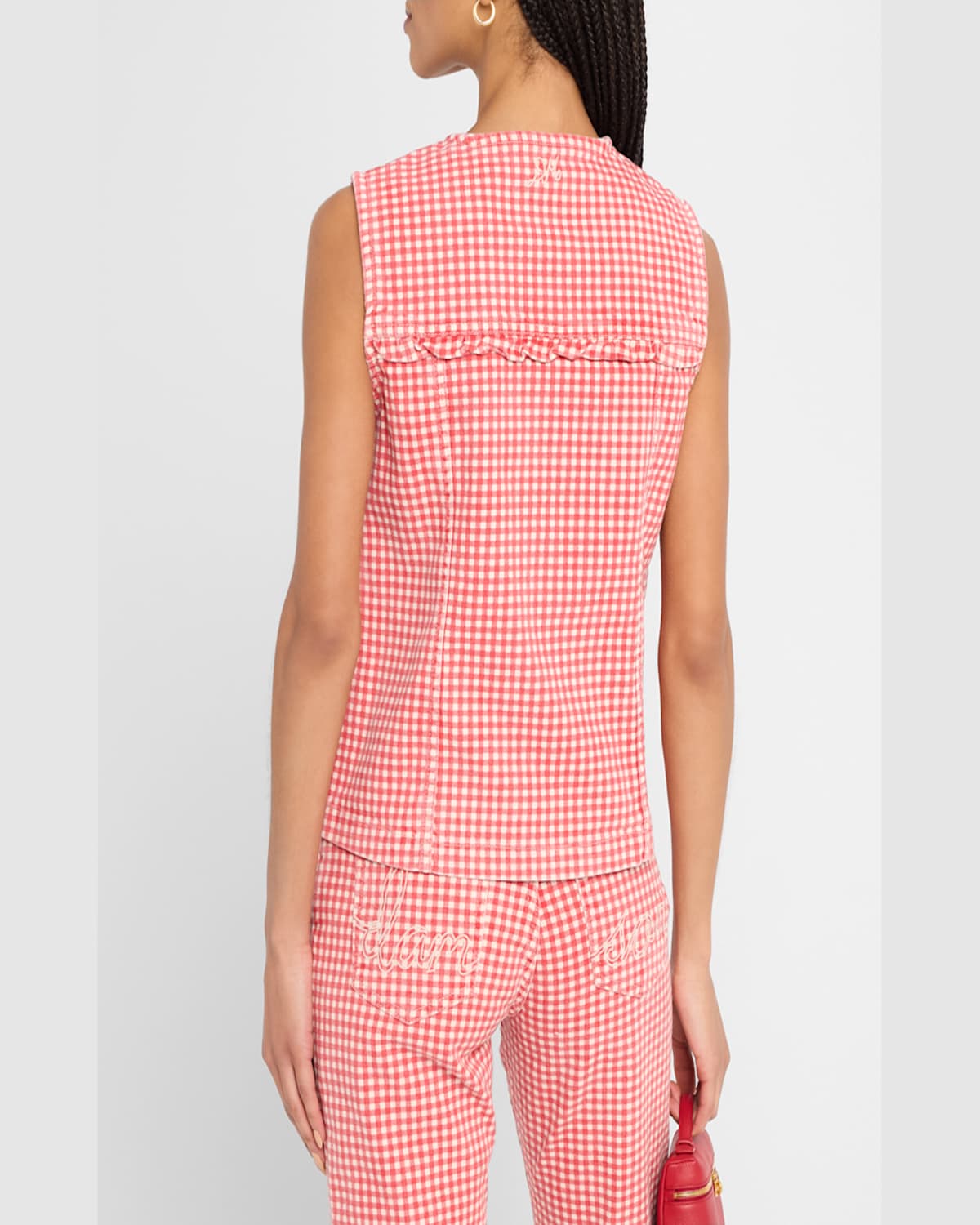 Shop Damson Madder Mari Gingham Button-front Top In Navy