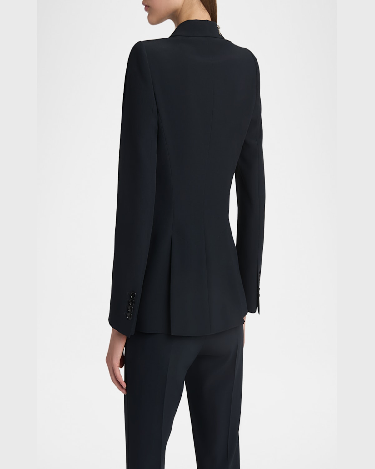 Alexander Mcqueen Floral Crystal One-button Crepe Blazer In Black