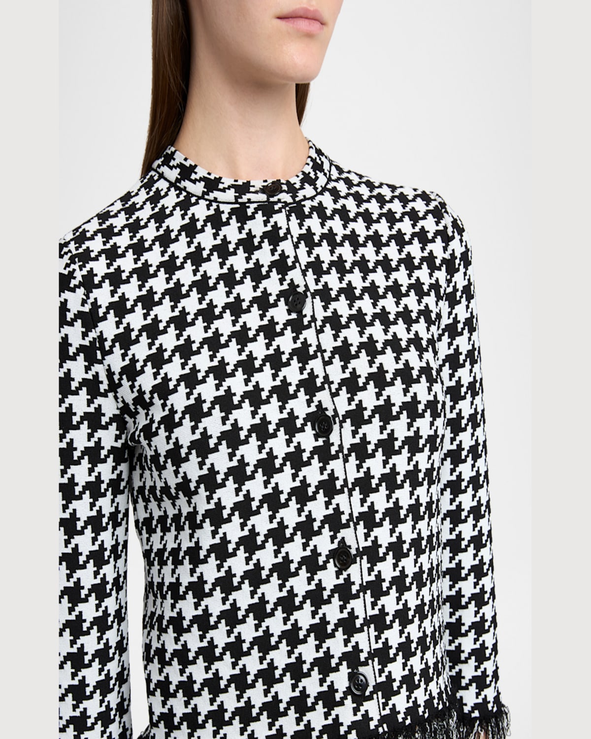 Alexander Mcqueen Houndstooth Polo Top In Black Ivory