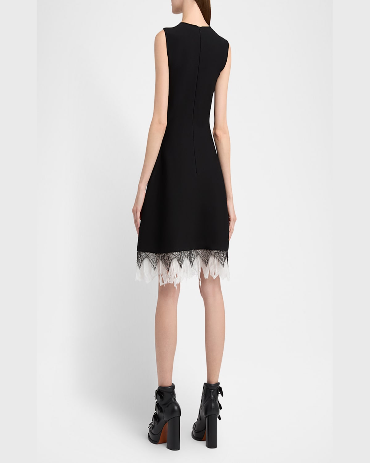 Alexander Mcqueen Black Viscose Mix Dresses In Black Ivory