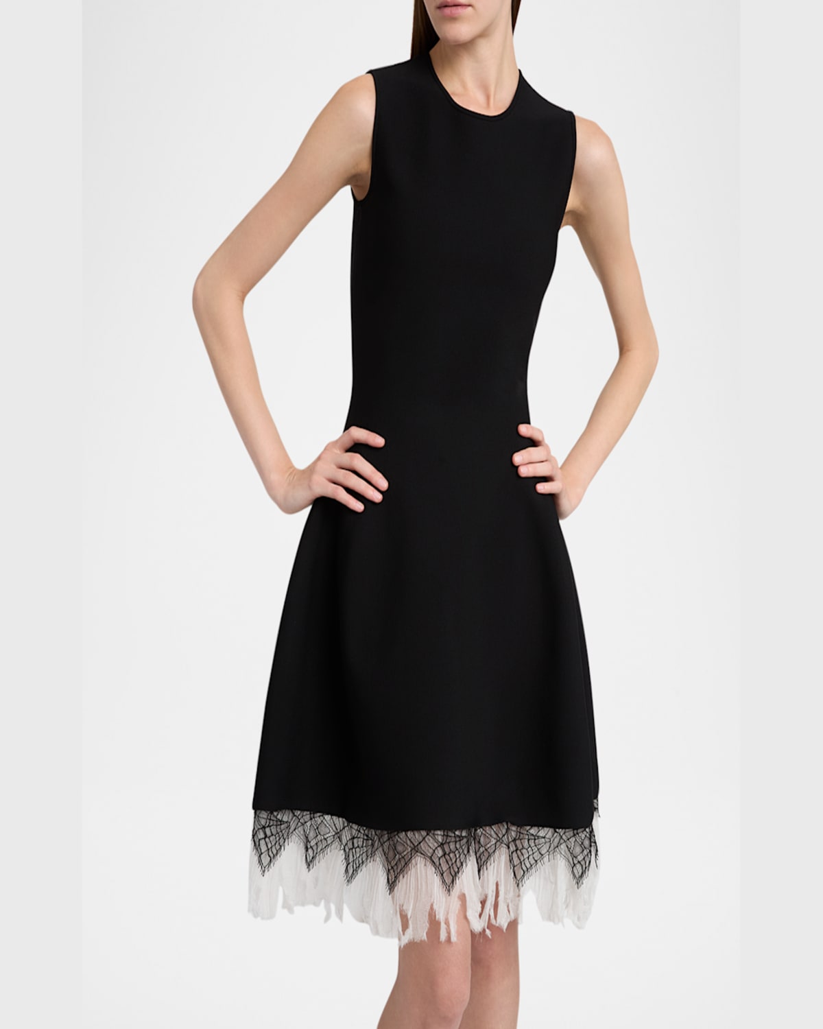 Alexander Mcqueen Black Viscose Mix Dresses In Black Ivory