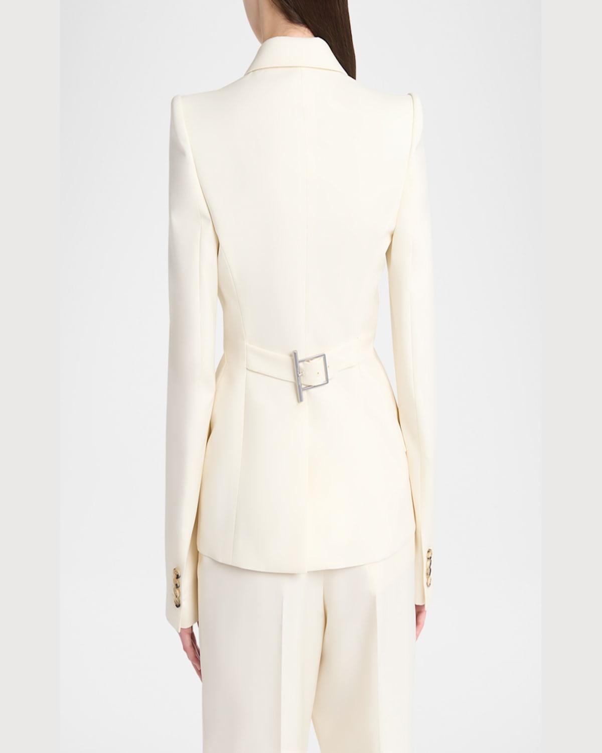 Alexander Mcqueen Mcqueen Single Breasted Wool Martingale Blazer In Bone
