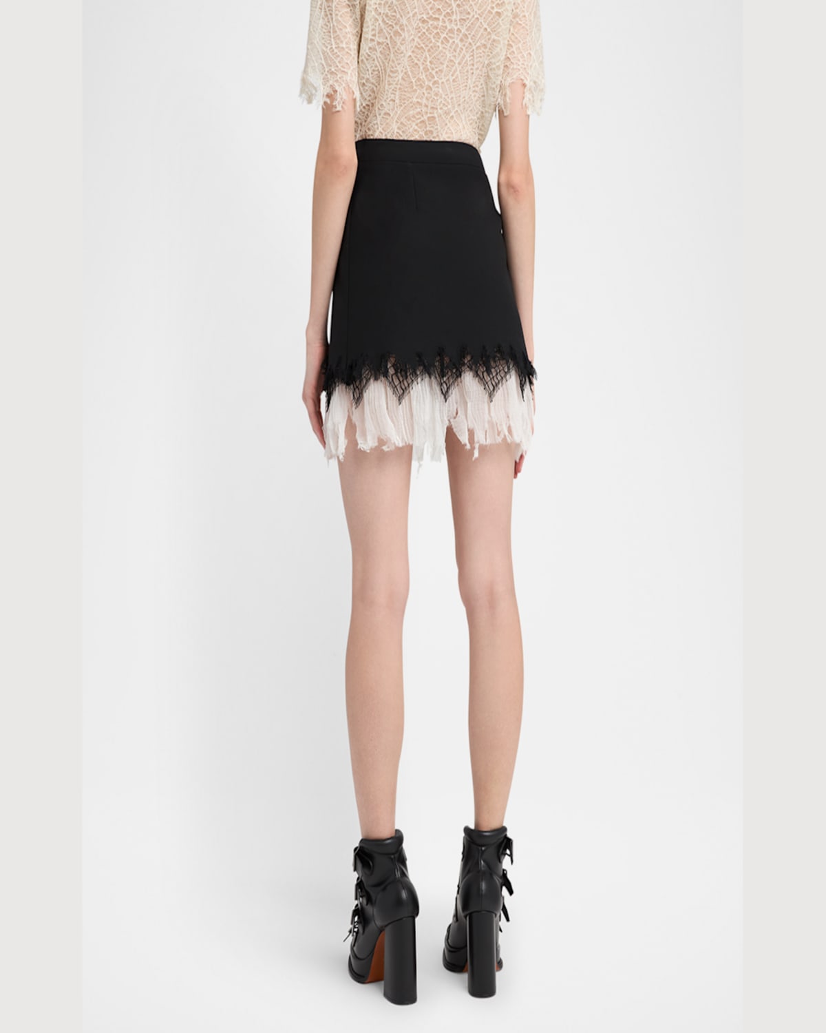 Shop Alexander Mcqueen Lace Ruffle Hem Mini Skirt