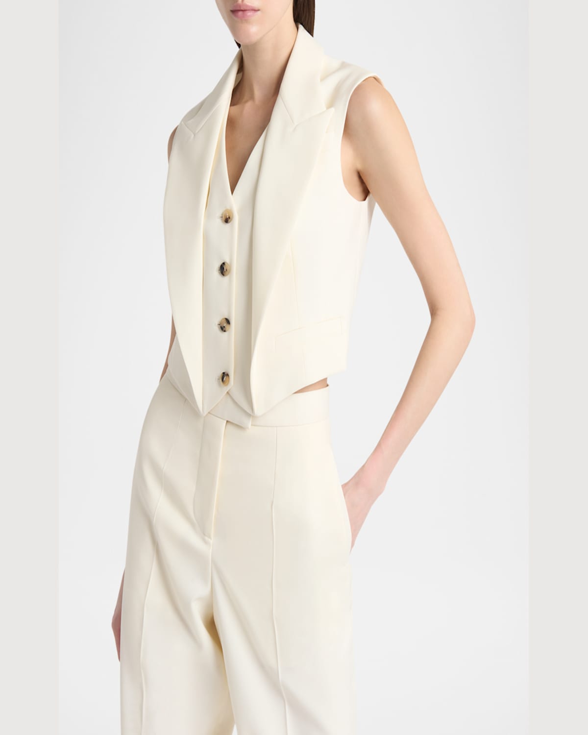 Alexander Mcqueen Tailored Sleeveless Jackets Button Detailing In Bone