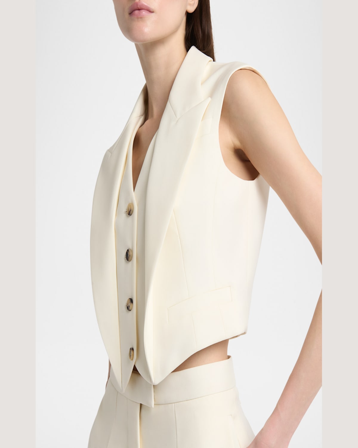 Alexander Mcqueen Tailored Sleeveless Jackets Button Detailing In Bone