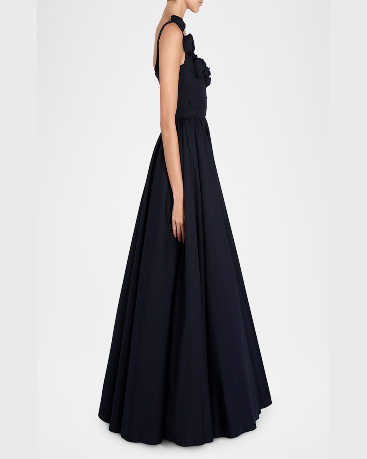 Giambattista Valli Rosette-detailed Cotton Poplin Maxi Dress In Black