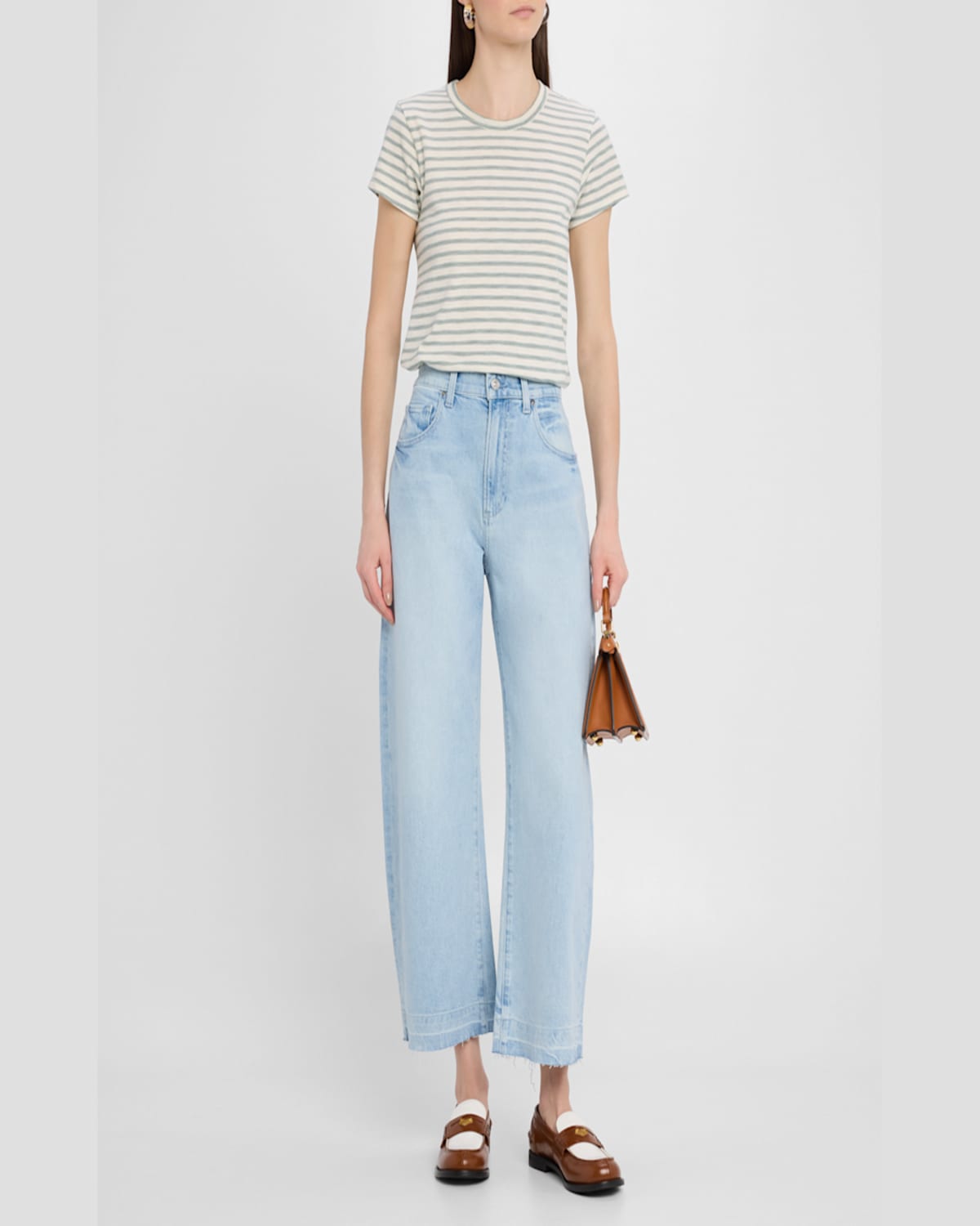 Paige Arellia Ankle Jeans With Wide Undone Hem In Fernanda With Wide Undone Hem