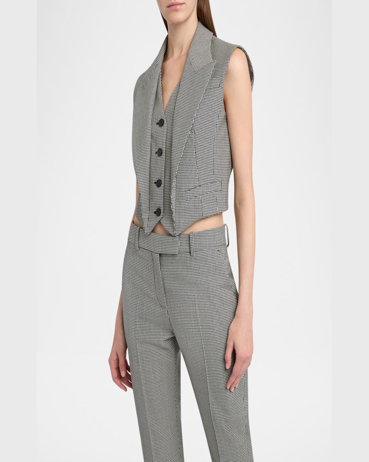Alexander Mcqueen Wool & Mohair Vest In Black Ivory