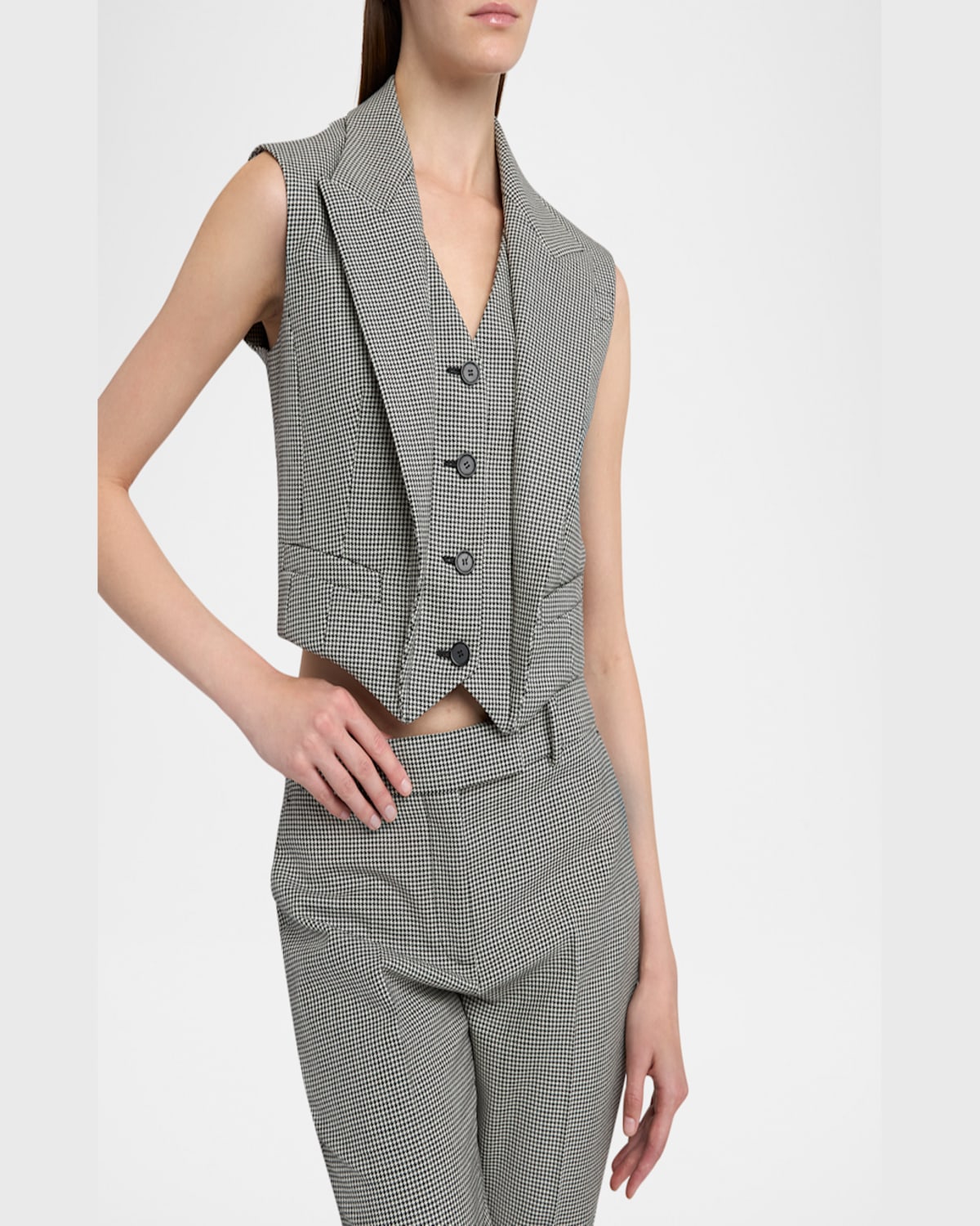 Alexander Mcqueen Wool & Mohair Vest In Black Ivory