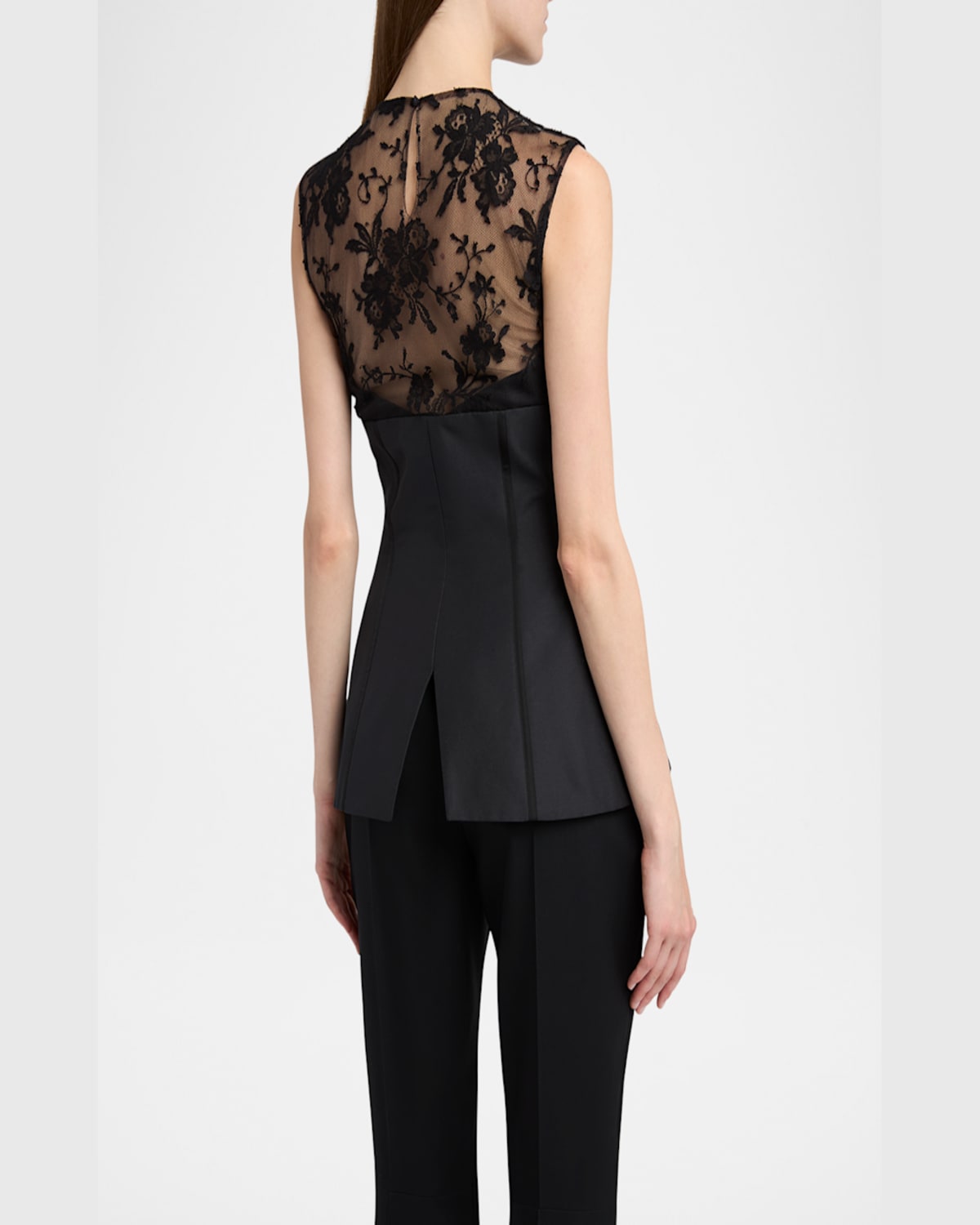 Alexander Mcqueen Lace-paneled Cotton-blend Top
