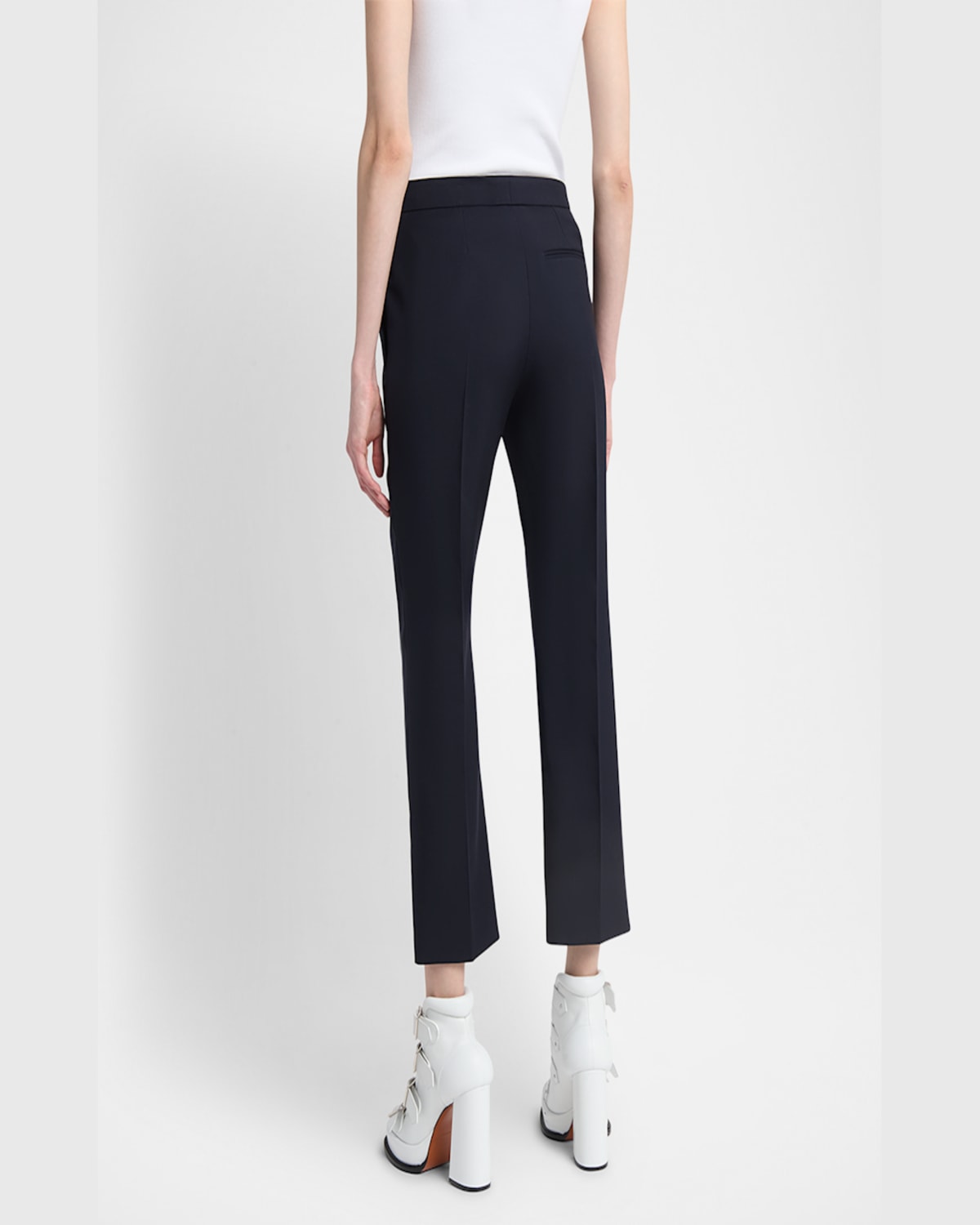 Alexander Mcqueen Black Leaf Crepe Cigarette Trouser In Navy