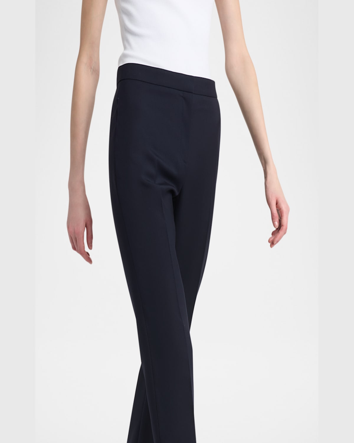 Alexander Mcqueen Black Leaf Crepe Cigarette Trouser In Navy