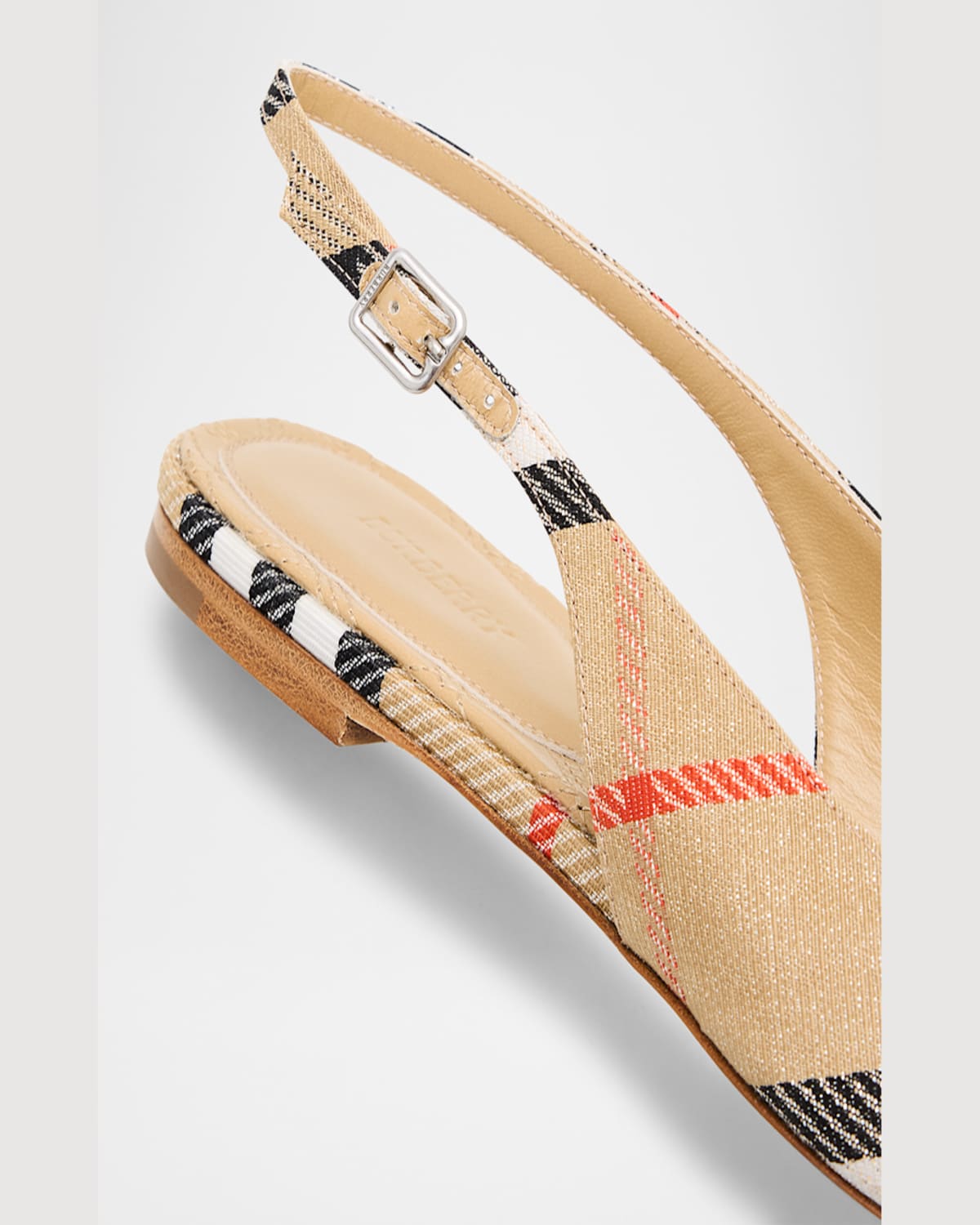 Burberry Check Birdie Slingback Ballerina Flats Women In Sand Ip Check