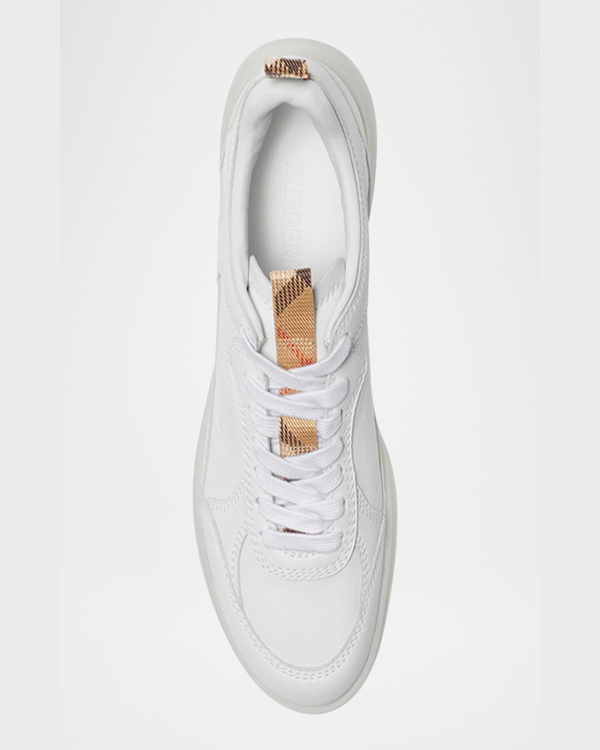 Burberry Blade Check Leather Trainer Sneakers In White