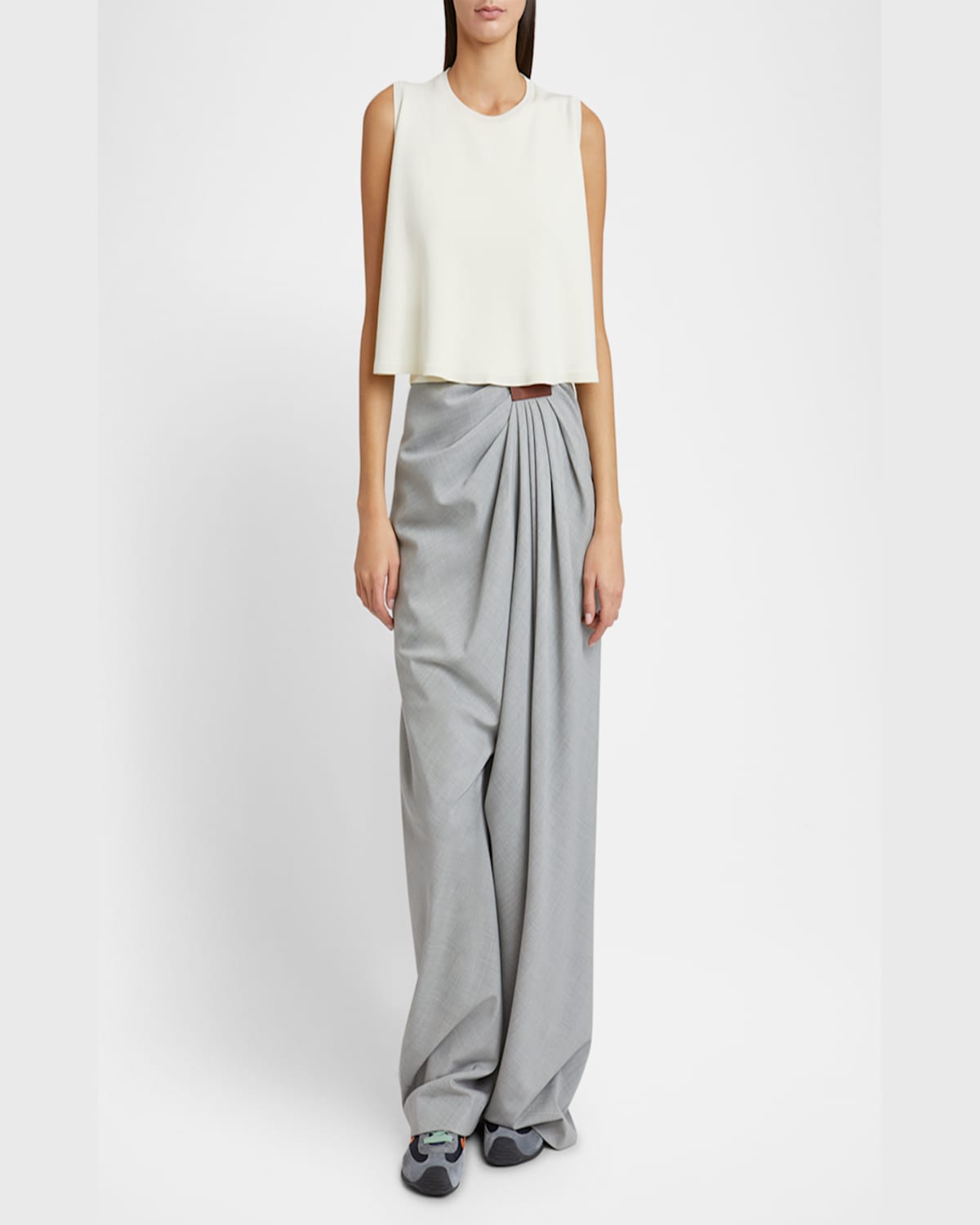 LOEWE DOUBLE-LAYER ANAGRAM SLEEVELESS WOOL SWEATER 