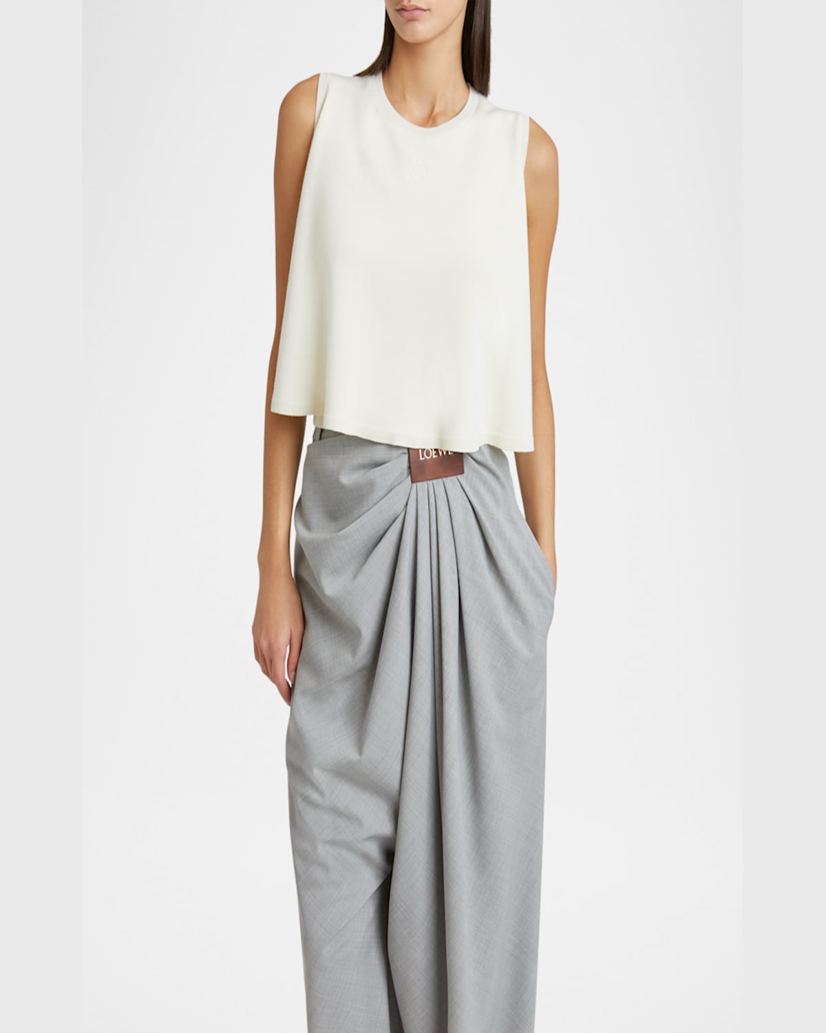LOEWE DOUBLE-LAYER ANAGRAM SLEEVELESS WOOL SWEATER 