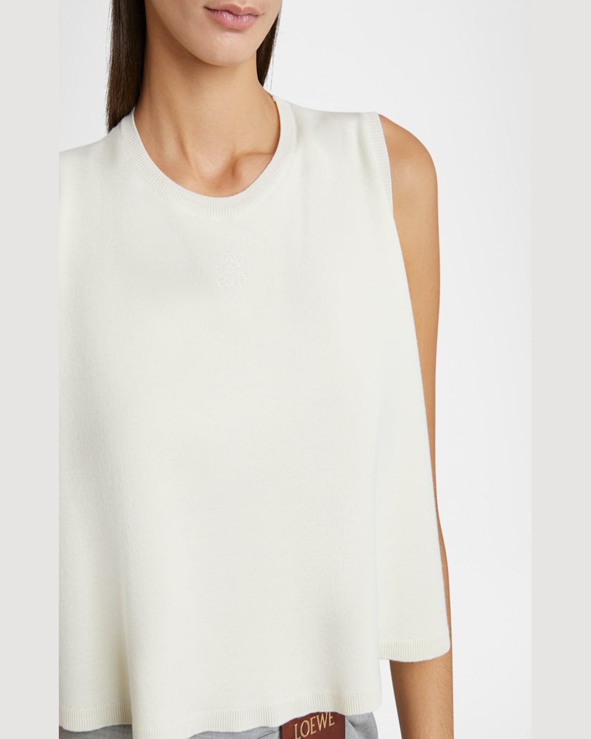 LOEWE DOUBLE-LAYER ANAGRAM SLEEVELESS WOOL SWEATER 