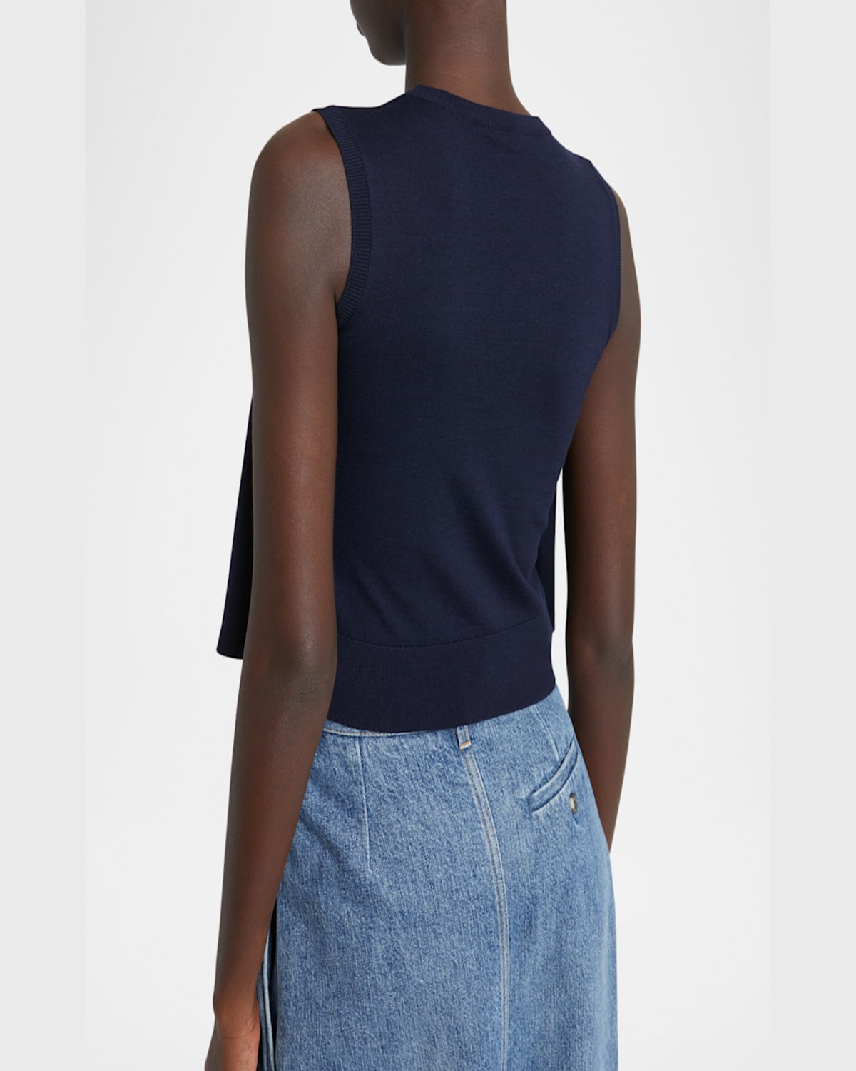 Shop Loewe Double-layer Anagram Sleeveless Wool Sweater In Dark Navy Blue