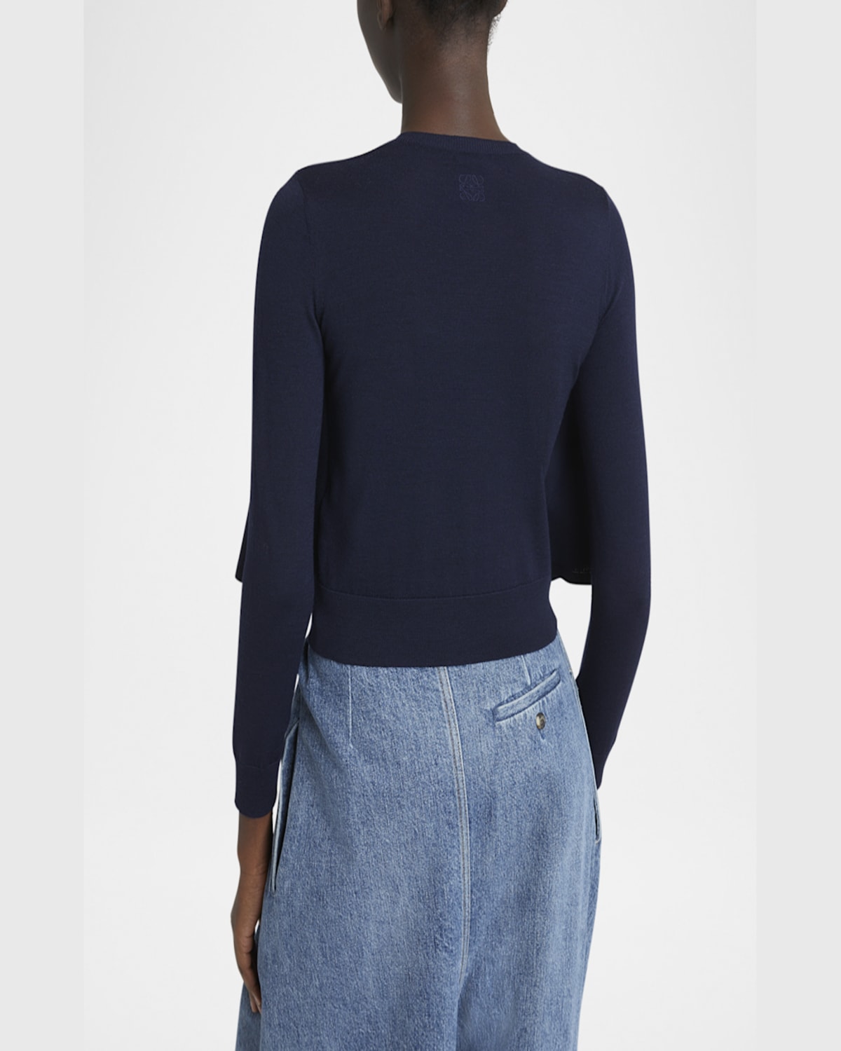 Loewe Layered Cropped Wool Cardigan In Blue