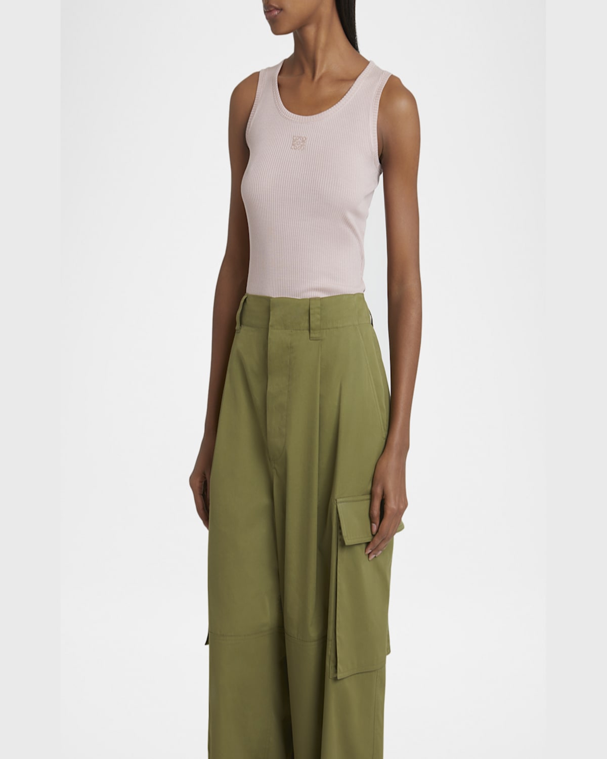 Loewe Pink Silk Tank Top With Anagram Logo In Light Pink