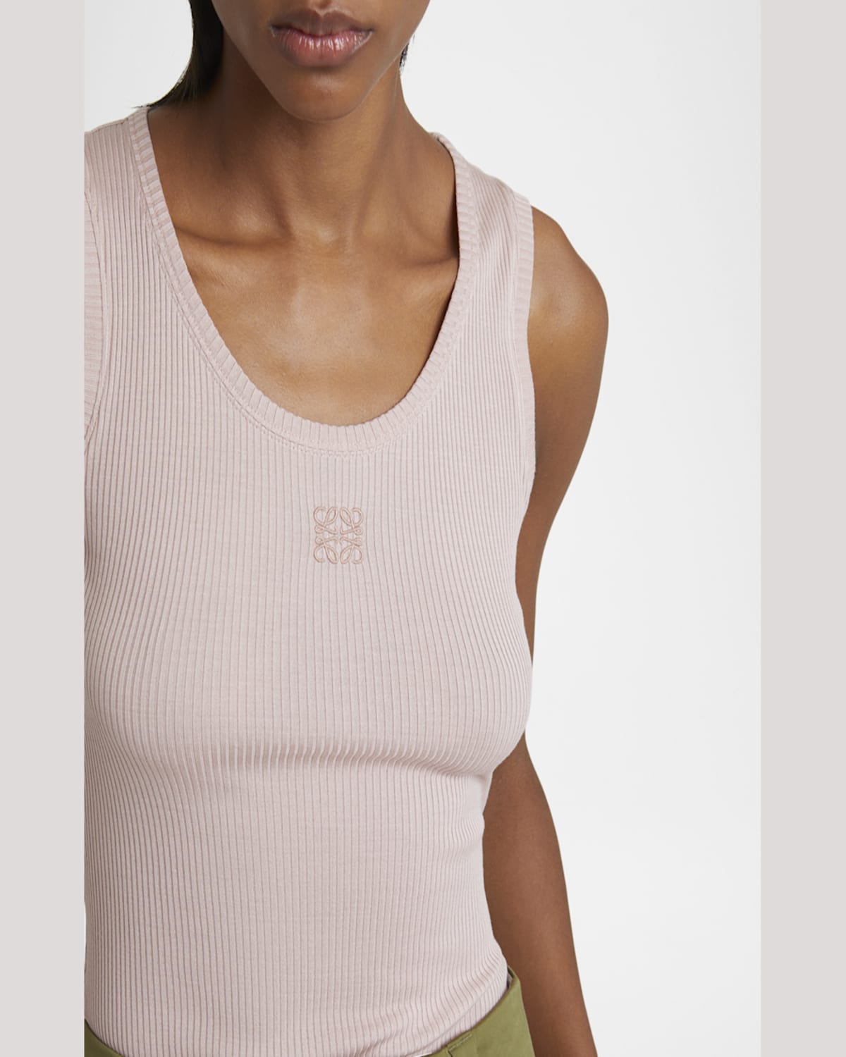 Loewe Pink Silk Tank Top With Anagram Logo In Light Pink