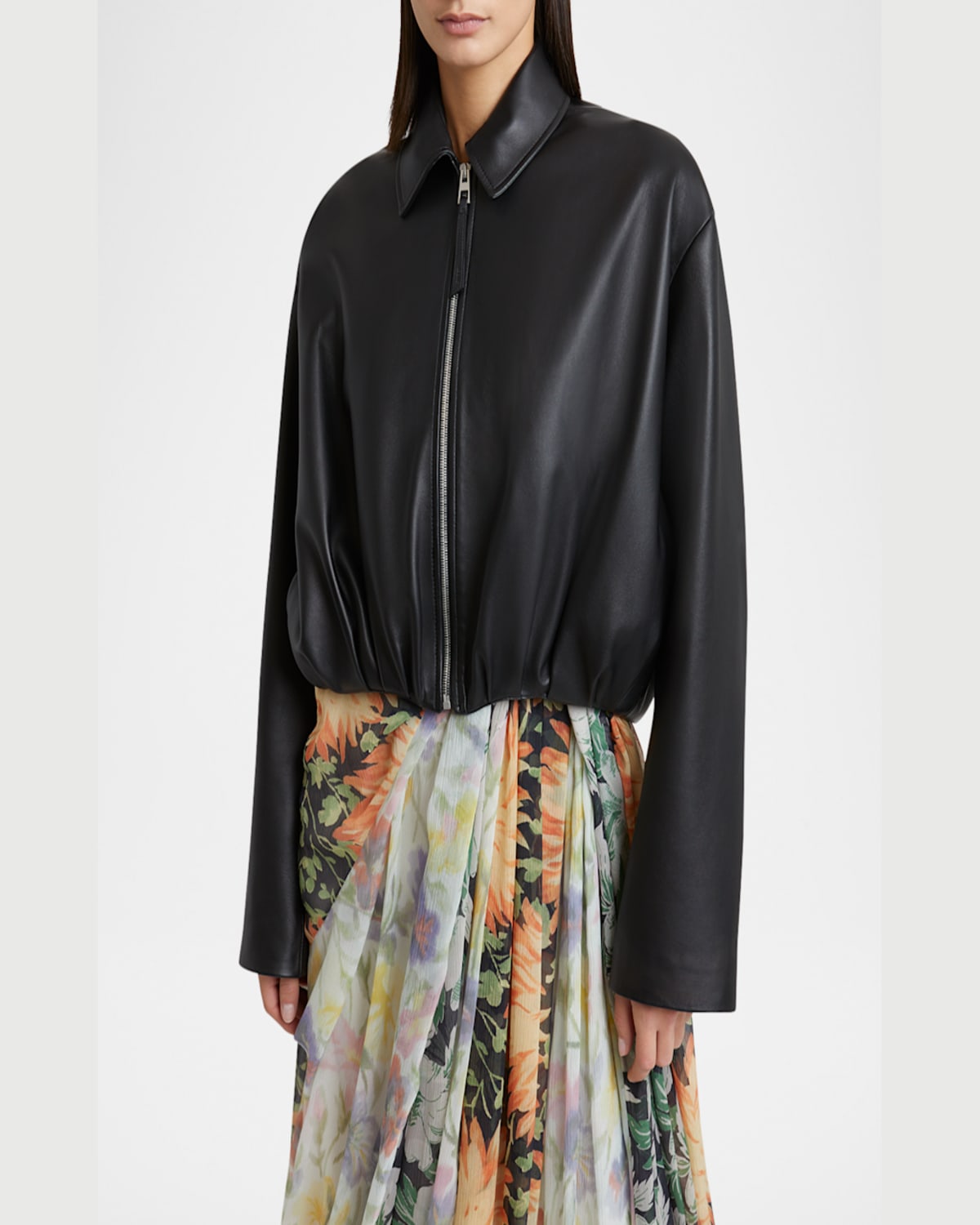 Loewe Leather Blouson Jacket In Black