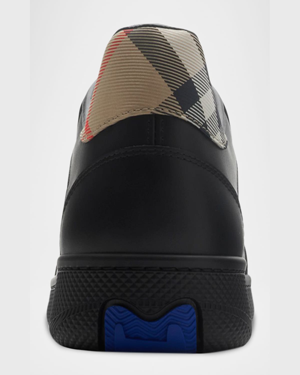 Burberry Indigo Blue Leather And Check Sneaker Terrace In Black